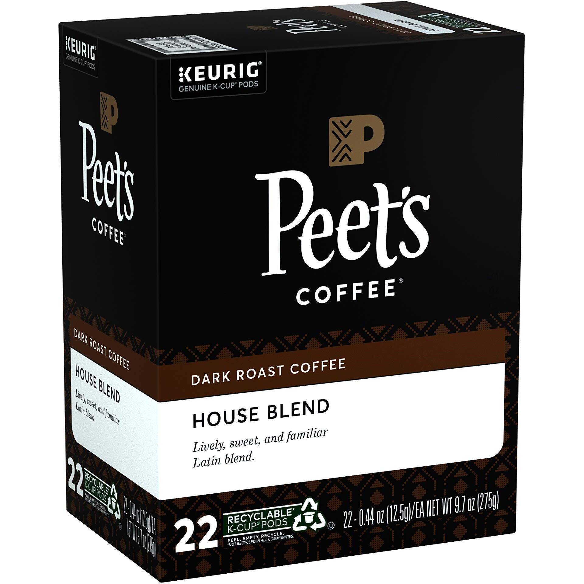 Peet's Coffee & Tea Single-Serve Coffee K-Cup, House Blend, Carton Of 22