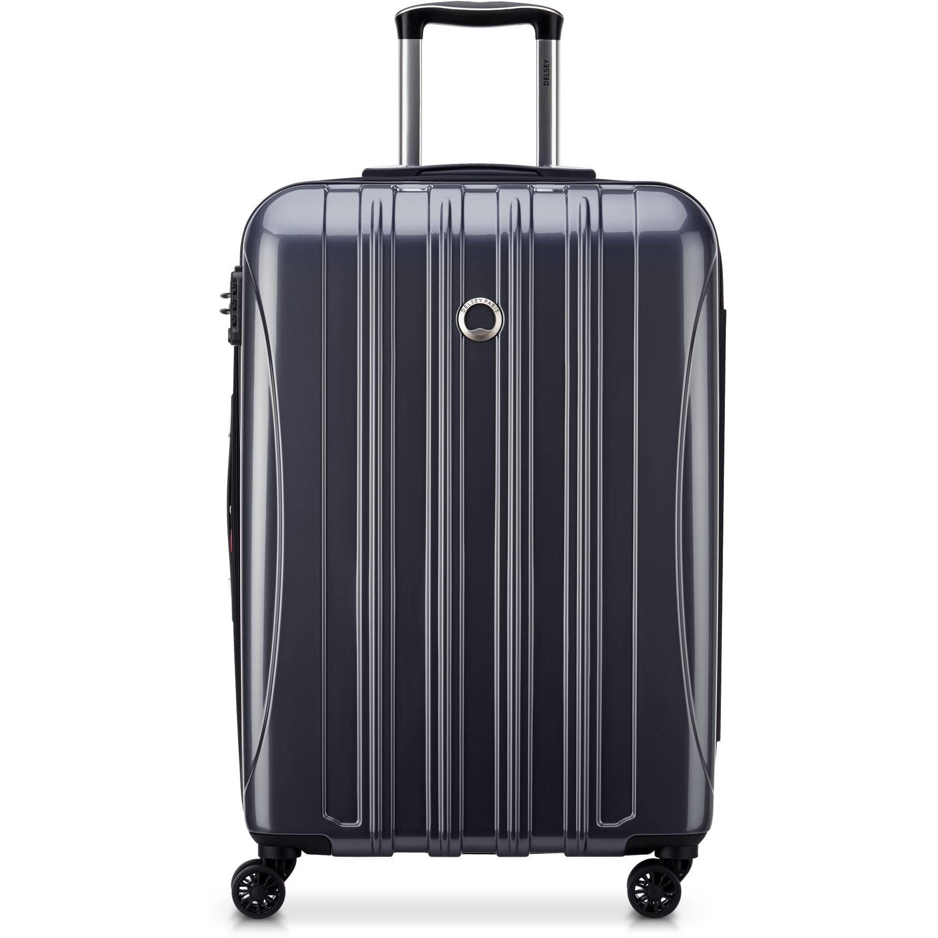 Delsey Paris Helium Aero Hardside Expandable Luggage With Spinner Wheels, Titanium, Checked-Medium 25 Inch