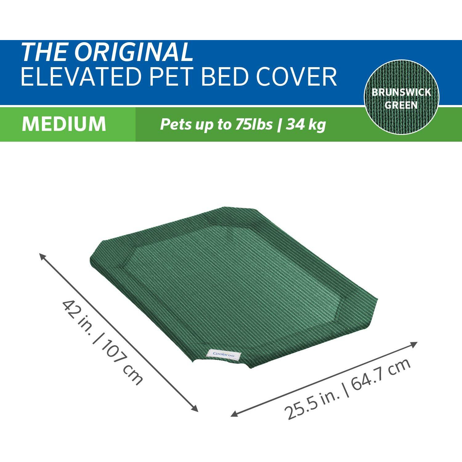 Original Pet Bed Replacement Cover - Brunswick Green - Medium (35"" X 25.5"")