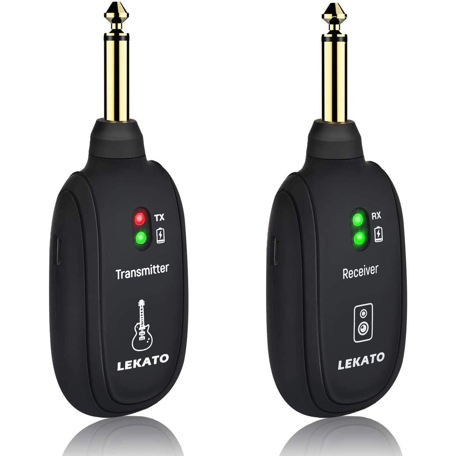 Lekato Wireless Guitar System Built-In Rechargeable 4 Channels Wireless Guitar Transmitter Receiver For Electric Guitar Bass Violin