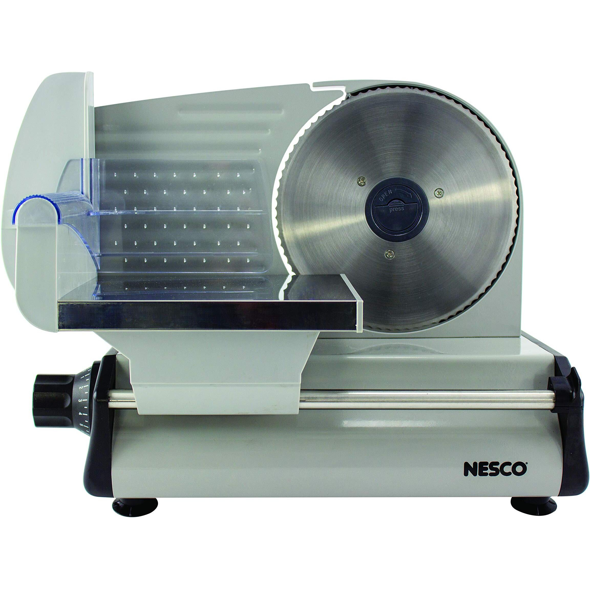Nesco Fs-200, Food Slicer, Gray, Aluminum With 7.5 Inch Stainless Steel Blade, 180 Watts, One Size