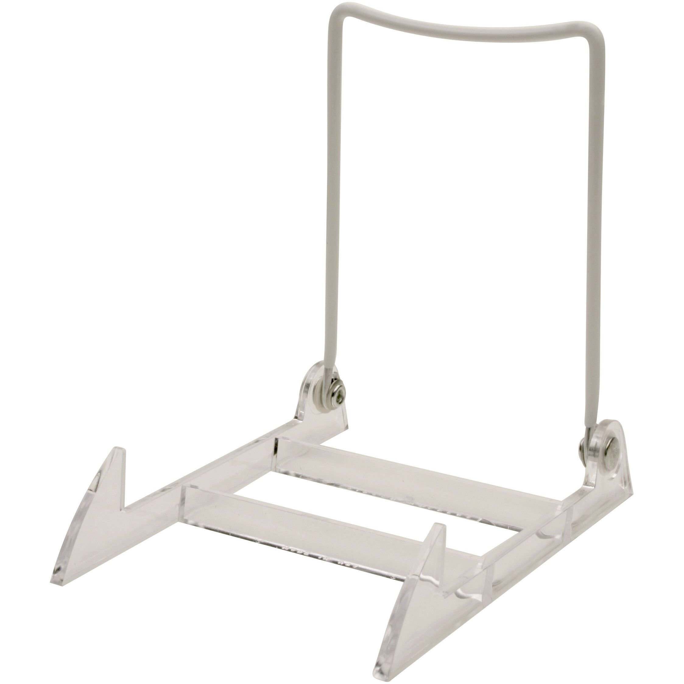 Gibson Holders 12-Pack 3Pl Large Display Stand For Plates, Platters, China, Kitchenware, Home Decor, Artwork & More - Clear Base/White Wire