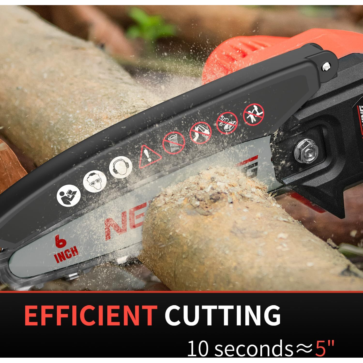 Mini Cordless Chainsaw Kit, Upgraded 6"" One-Hand Handheld Electric Portable Chainsaw, 21V Rechargeable Battery Operated, For Tree Trimming And Branch Wood Cutting By New Huing