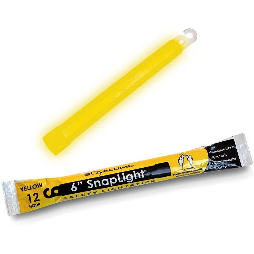 Cyalume Yellow Emergency Glow Sticks - Premium 6    Snaplight Survival Glow Sticks With 8 Hour Duration For Use As Emergency Flares And Hiking Safety Gear (Bulk Pack Of 10 Safety Glow Sticks)