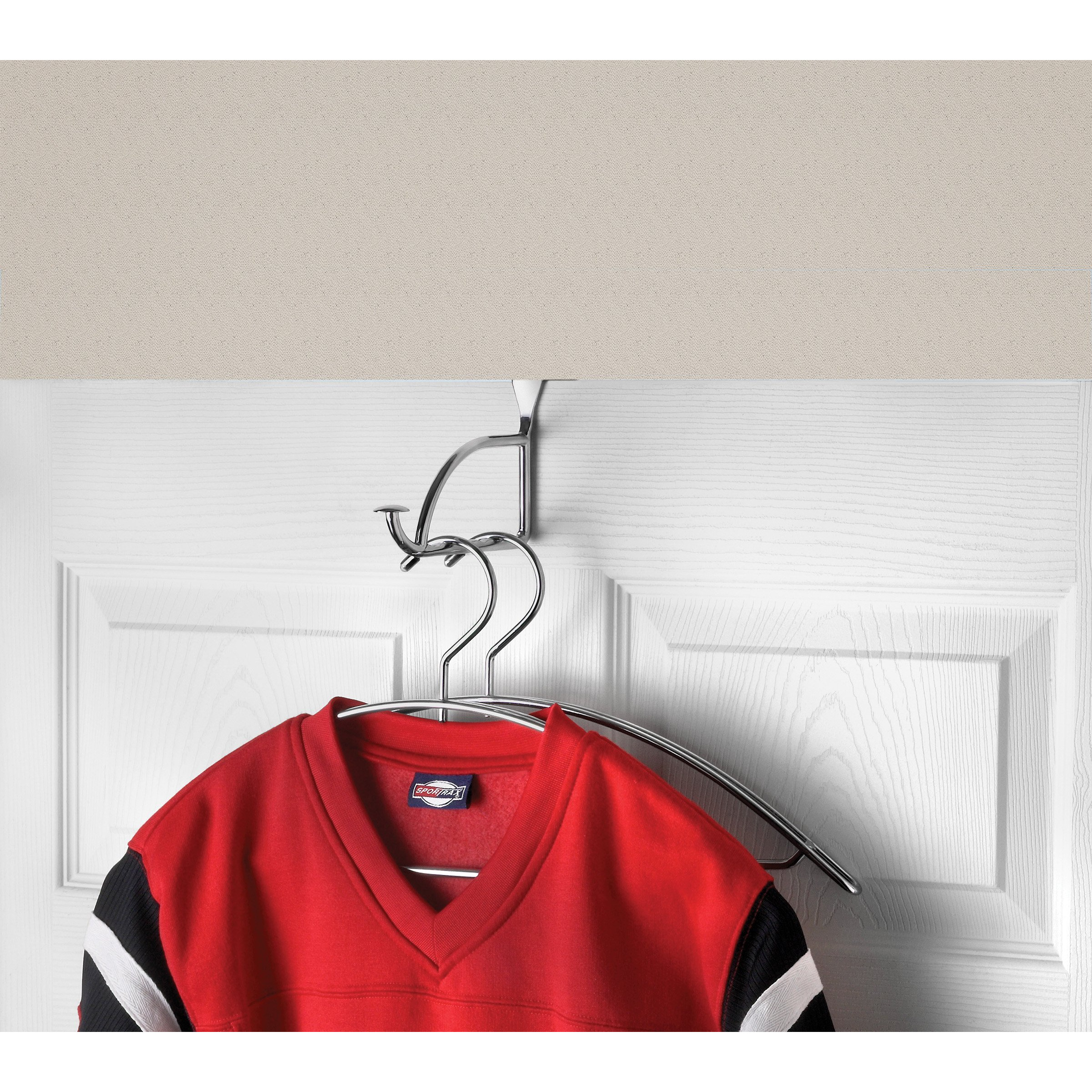 Spectrum Diversified Hanger Holder & Hook, Extender Over-The-Door Closet, Bedroom & Laundry Room, Hanging Clothes Drying Rack, 1 Count, Chrome