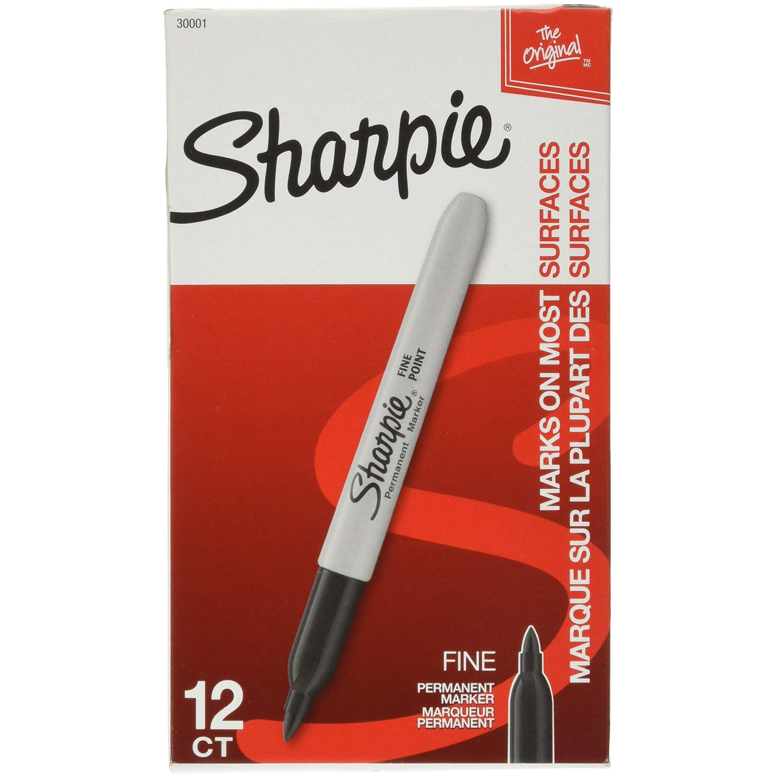 Sharpie Permanent Marker, Fine Point, Black (30101) (12 Markers)