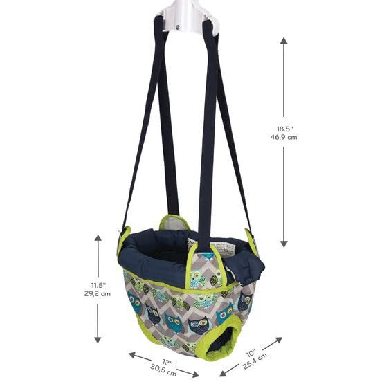 Evenflo Exersaucer Johnny Jumper Featuring Easy-To-Use Clamp Attachment For Quick And Tool-Free Set Up And Adjustable Straps To Customize The Height For Your Child, Owl