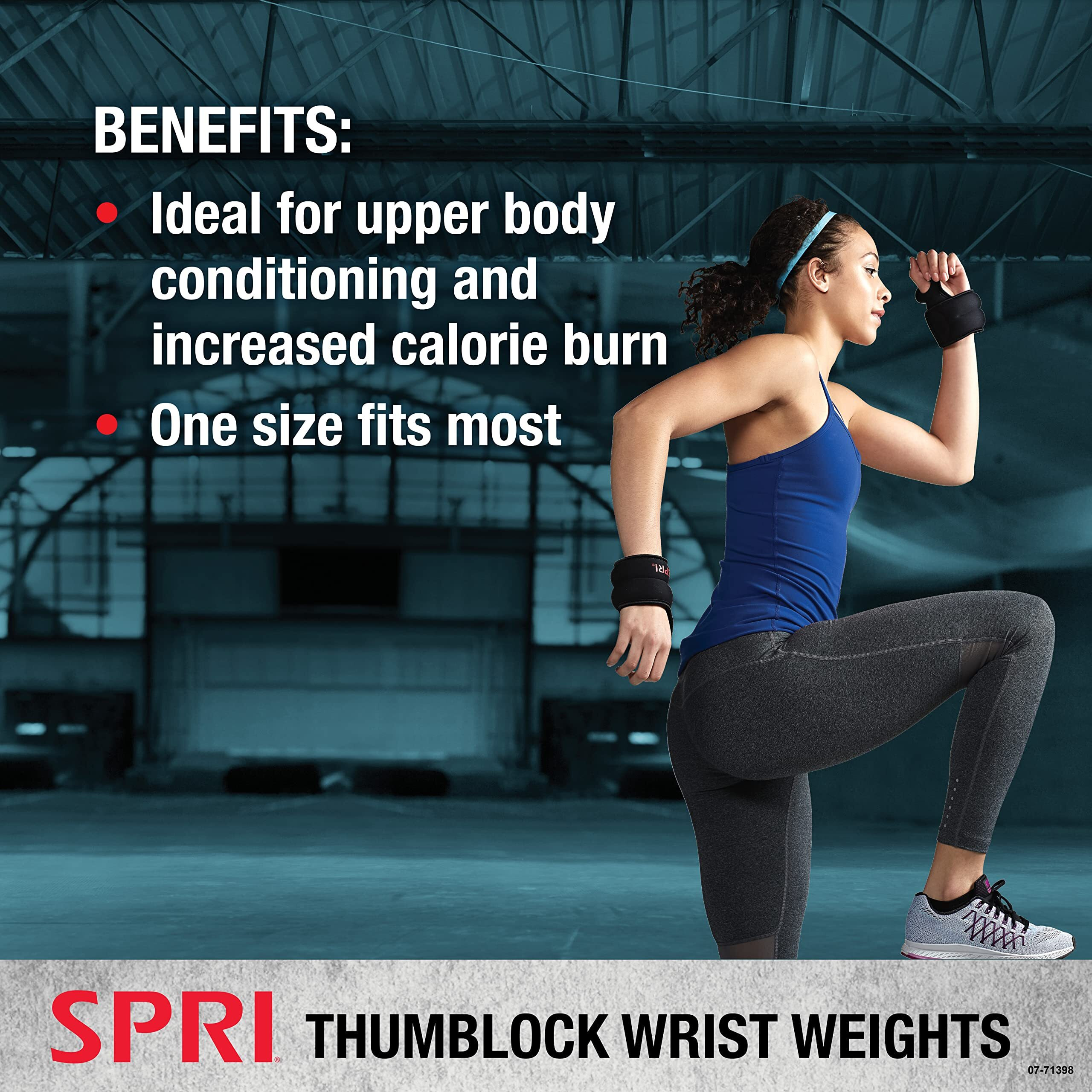Spri Thumblock Wrist Weights - Arm Weights Set For Women And Men - Upper Body Conditioning And Endurance Tool - For Home Gym And Fitness Classes - One Size Fits Most - 4Lb Set (2Lb Each)