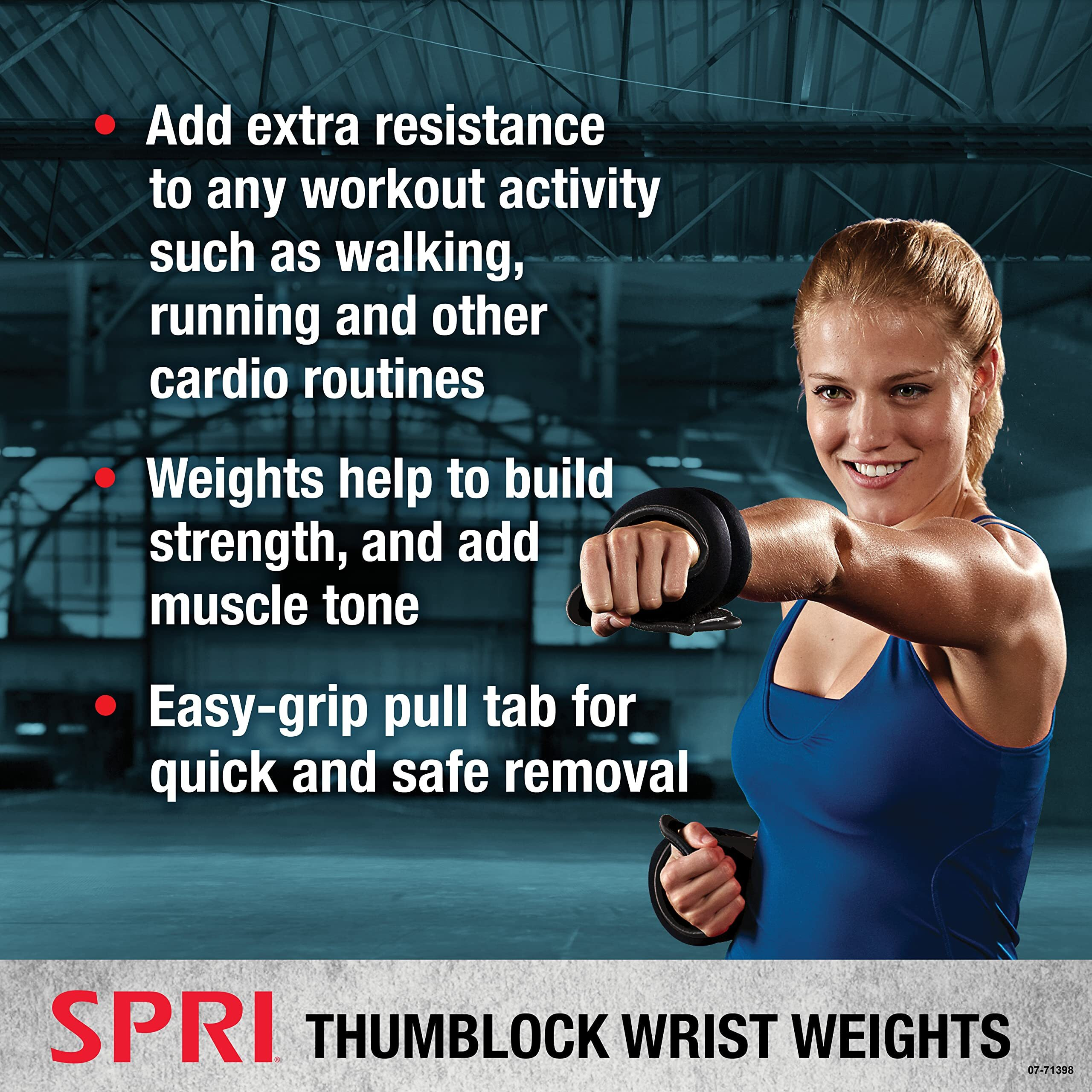 Spri Thumblock Wrist Weights - Arm Weights Set For Women And Men - Upper Body Conditioning And Endurance Tool - For Home Gym And Fitness Classes - One Size Fits Most - 4Lb Set (2Lb Each)