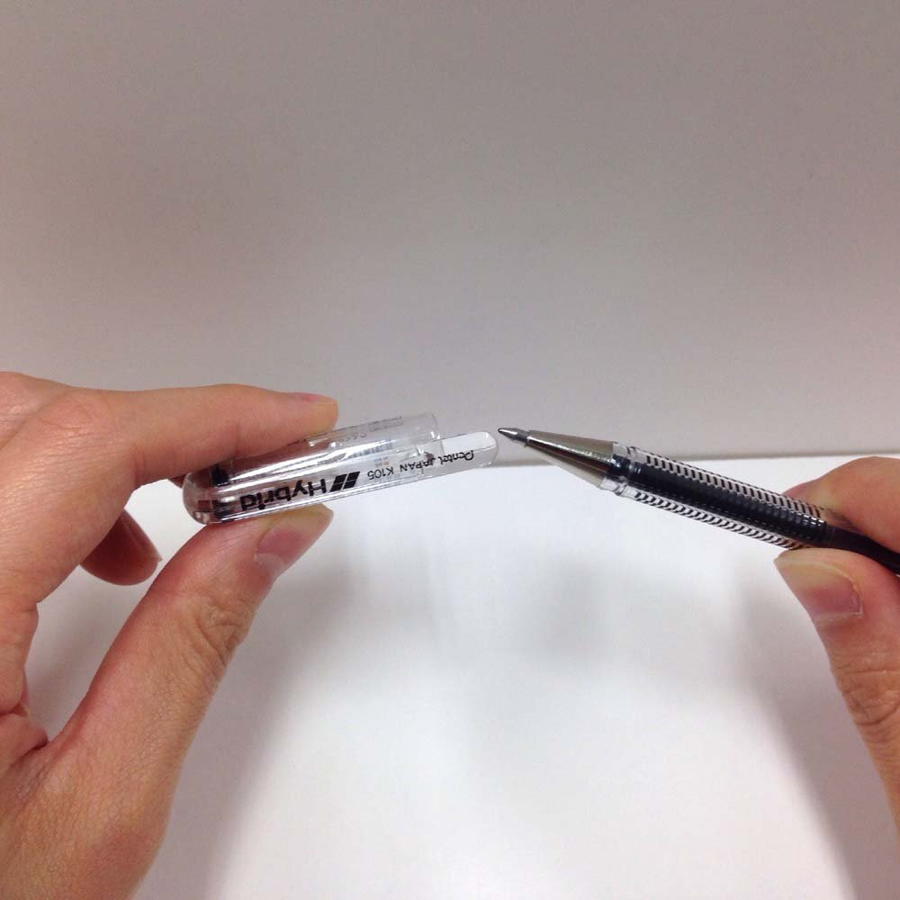 Pentel K105-Ga Water-Based Ballpoint Pen, Hybrid, 0.02 Inches (0.5 Mm), Black, 10 Pieces