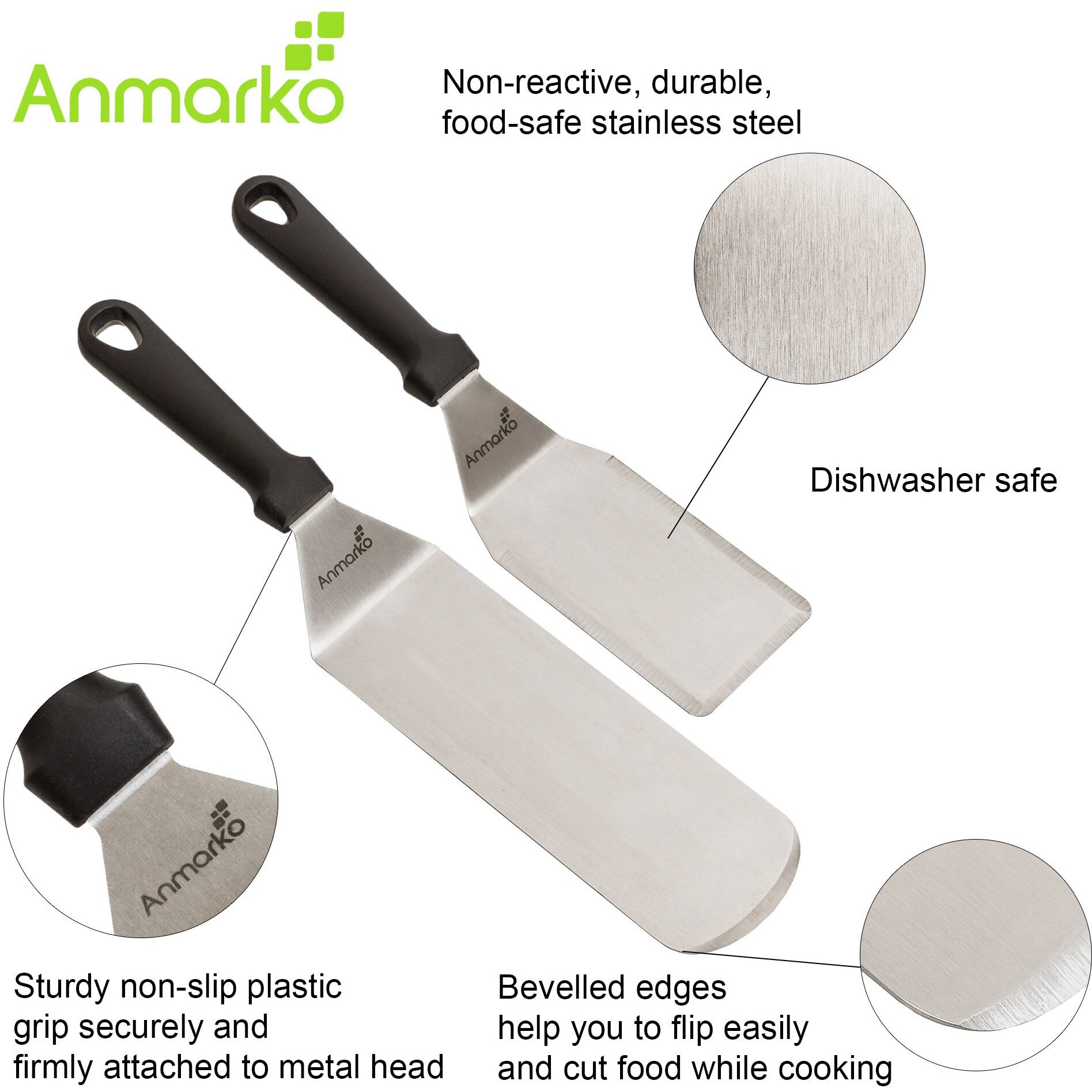 Spatula Turner Stainless Steel - Metal Spatula Set - Hibachi Spatula Great As Bbq Grill Accessories For Grill And Flat Top Griddle