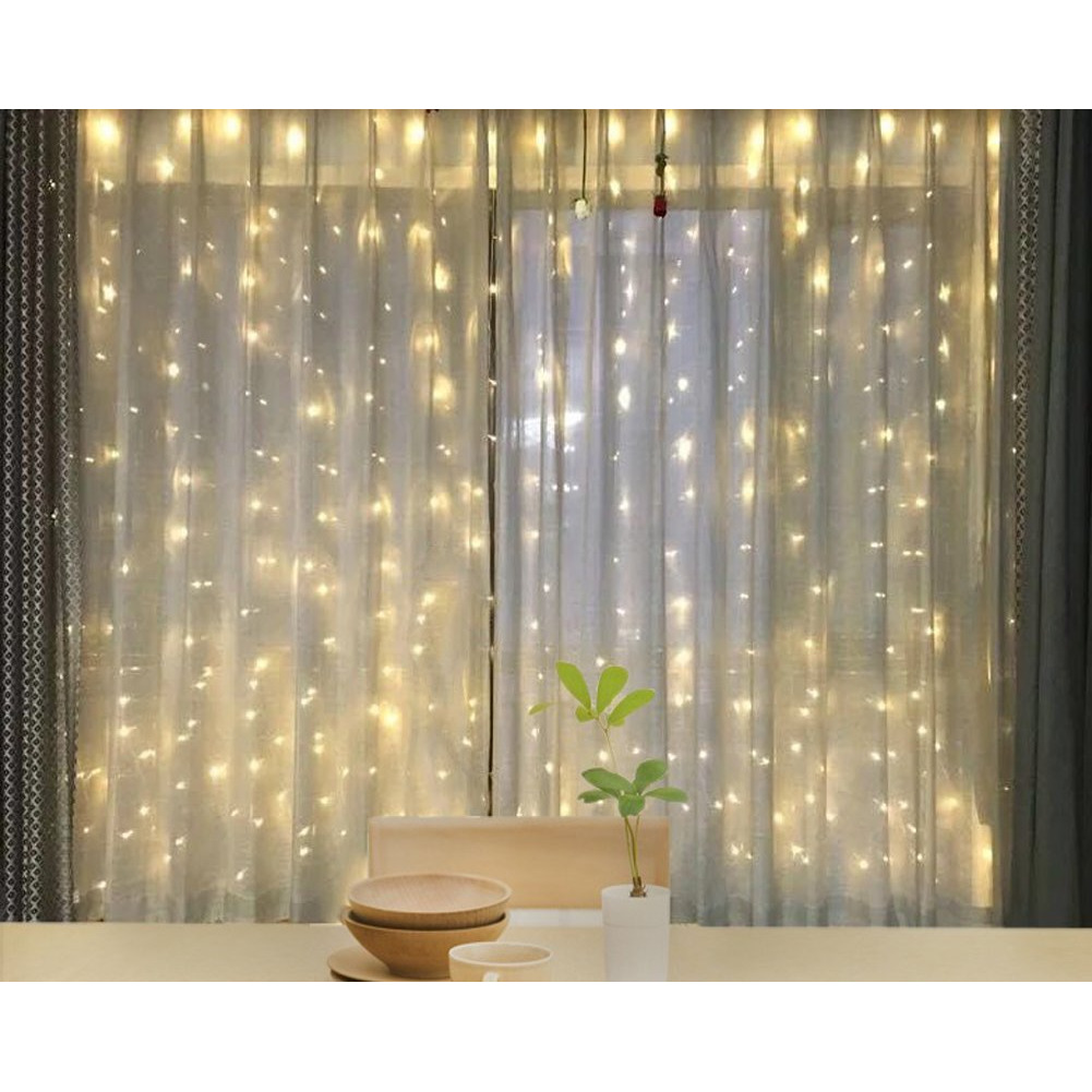 Twinkle Star 600 Led Window Curtain String Light For Wedding Party Home Garden Bedroom Outdoor Indoor Wall, Warm White