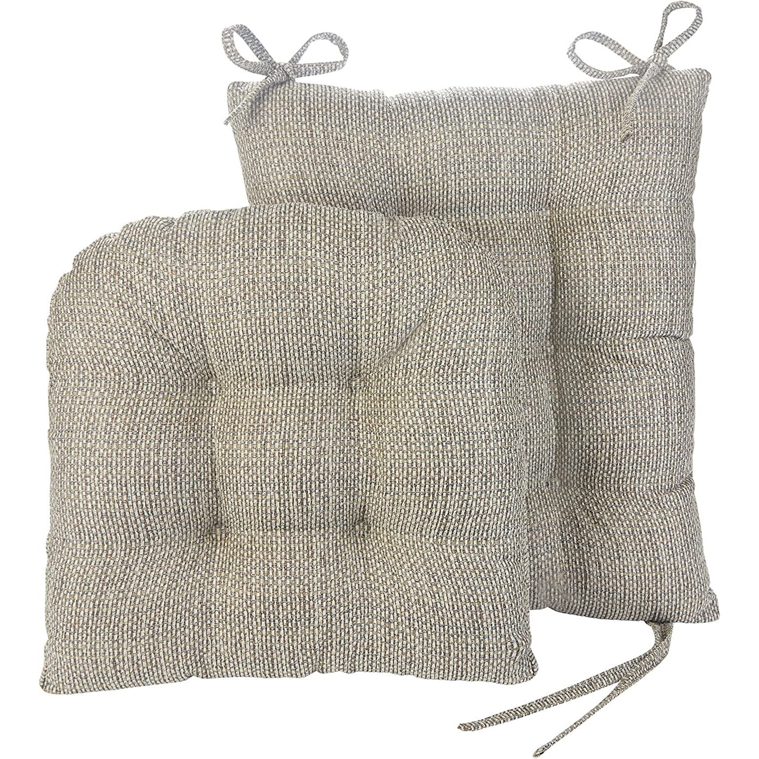 Klear Vu Omega Non-Slip Rocking Chair Cushion Set With Thick Padding And Tufted Design, Includes Seat Pad & Back Pillow With Ties For Living Room Rocker, 17X17 Inches, 2 Piece Set, Natural