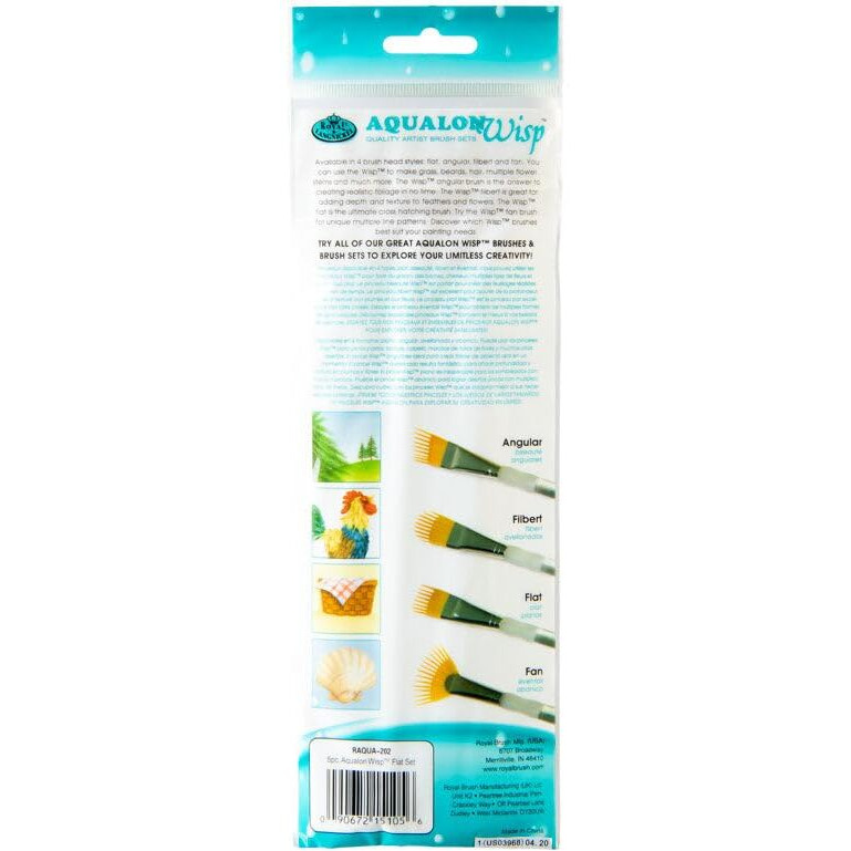 Aqualon Royal & Langnickel Wisp Flat Artist Brush Set, 5-Piece