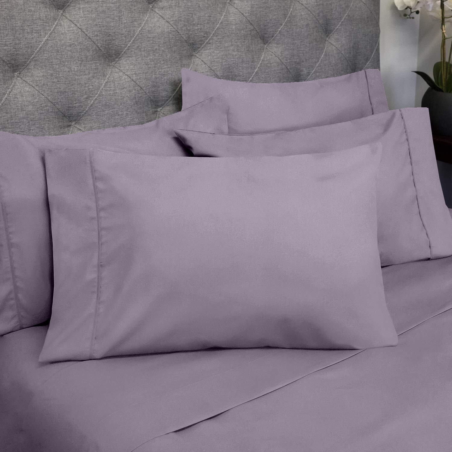 King Size Bed Sheets - 6 Piece 1500 Supreme Collection Fine Brushed Microfiber Deep Pocket King Sheet Set Bedding - 2 Extra Pillow Cases, Great Value, King, Plum
