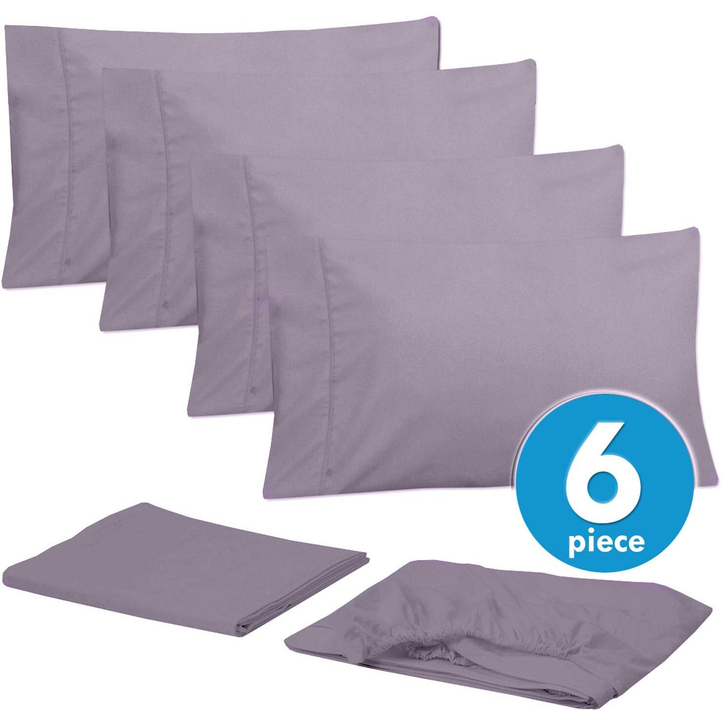 King Size Bed Sheets - 6 Piece 1500 Supreme Collection Fine Brushed Microfiber Deep Pocket King Sheet Set Bedding - 2 Extra Pillow Cases, Great Value, King, Plum