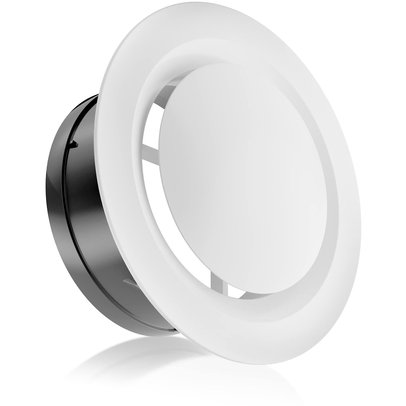 Hg Power 6 Inch Soffit Vent, Adjustable Air Vent Cover, Abs Round Ceiling Vent Covers For Living Room, Attic, Bathroom, Kitchen, Ventilation Use, White - Opening Size 5.66""
