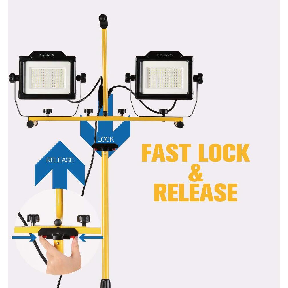 Dayatech 180W 20000 Lumen Dual-Head Led Work Light With Metal Telescopic Tripod Stand,10 Ft Power Cord