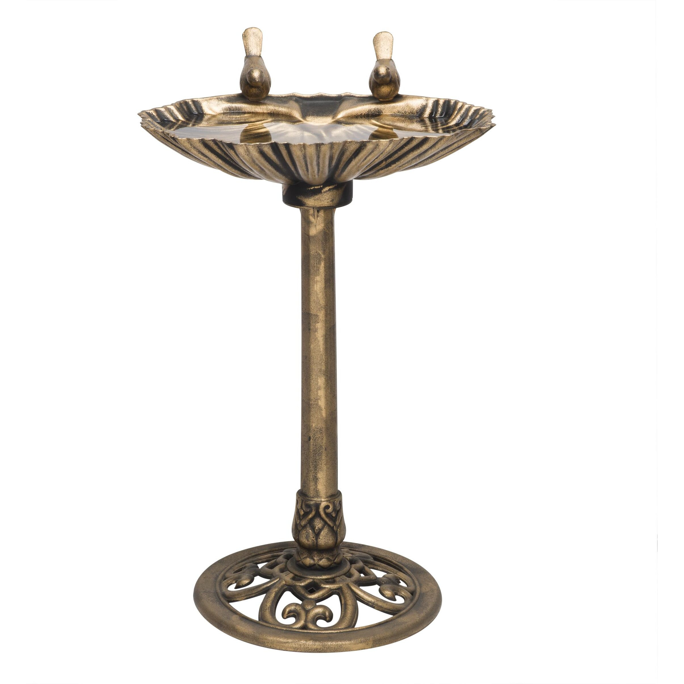 Alpine Corporation 31"" Tall Outdoor Vintage Birdbath With Bird Figurines Yard Statue