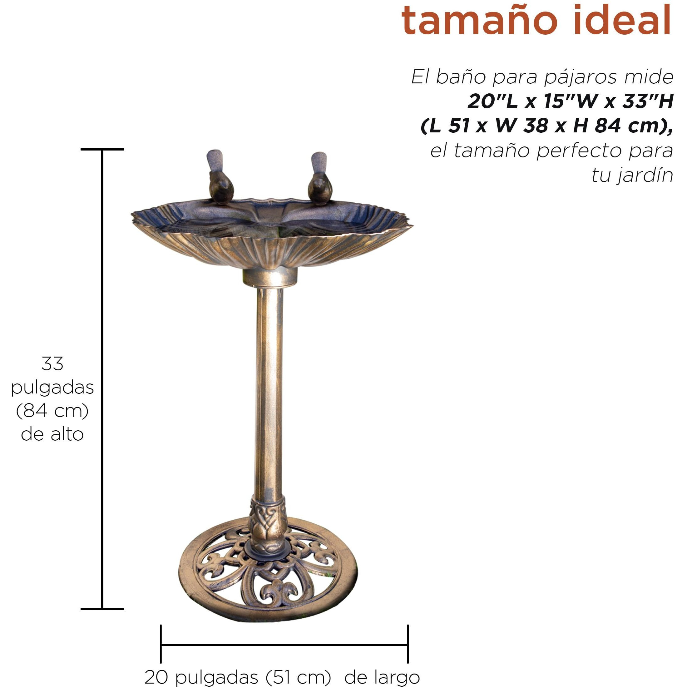 Alpine Corporation 31"" Tall Outdoor Vintage Birdbath With Bird Figurines Yard Statue