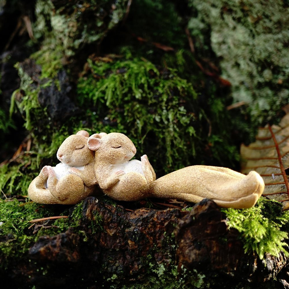 Top Collection Miniature Fairy Garden And Terrarium Statue, Sleeping Squirrels, 1.25-Inch By 4.25-Inch