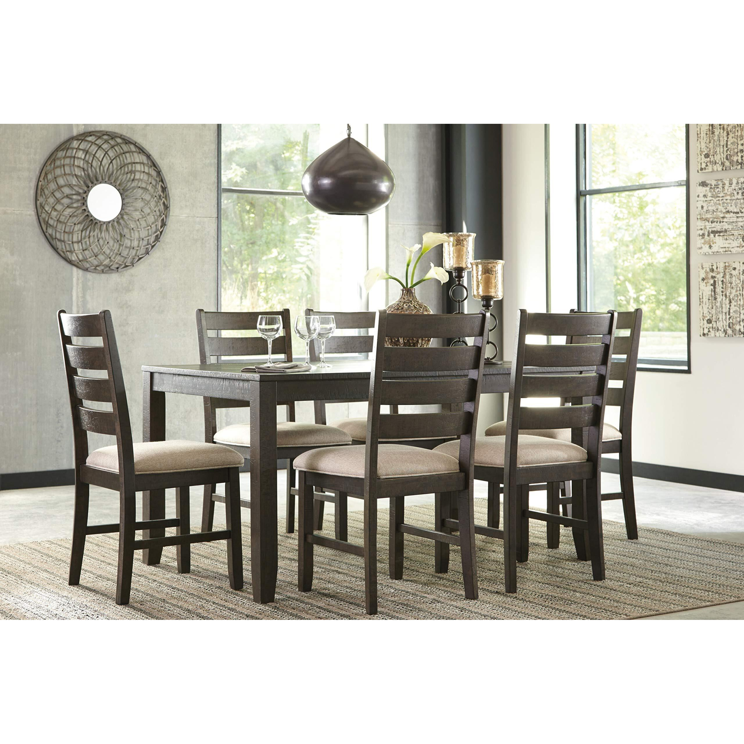 Signature Design By Ashley Rokane 20"" Dining Room Table Set With 6 Upholstered Chairs, Brown