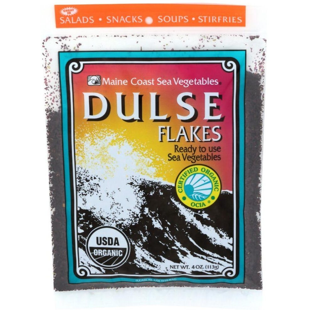 Maine Coast Sea Vegetables Dulse Flakes 4 Oz Bag - Wild Atlantic - Organic Seaweed