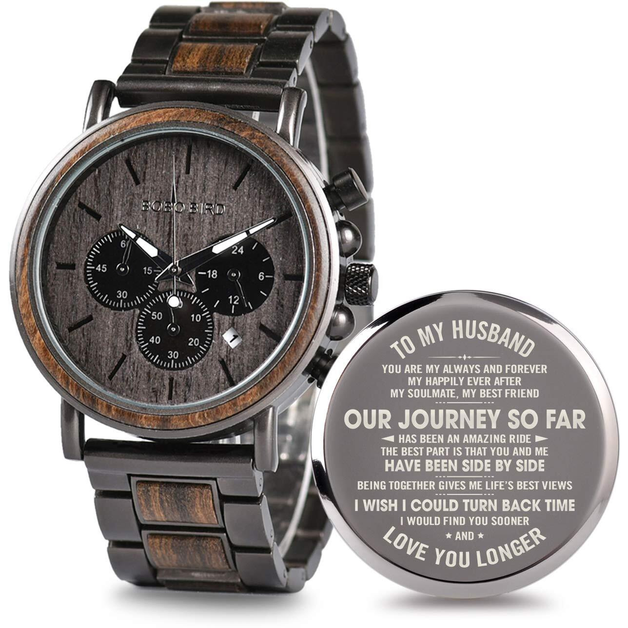2Win Engraved Wooden Watch For Boyfriend My Man Fianc   Husband Customized Personalized Wood Watches For Men Birthday Anniversary Personalized Watch (A-For-Husband)