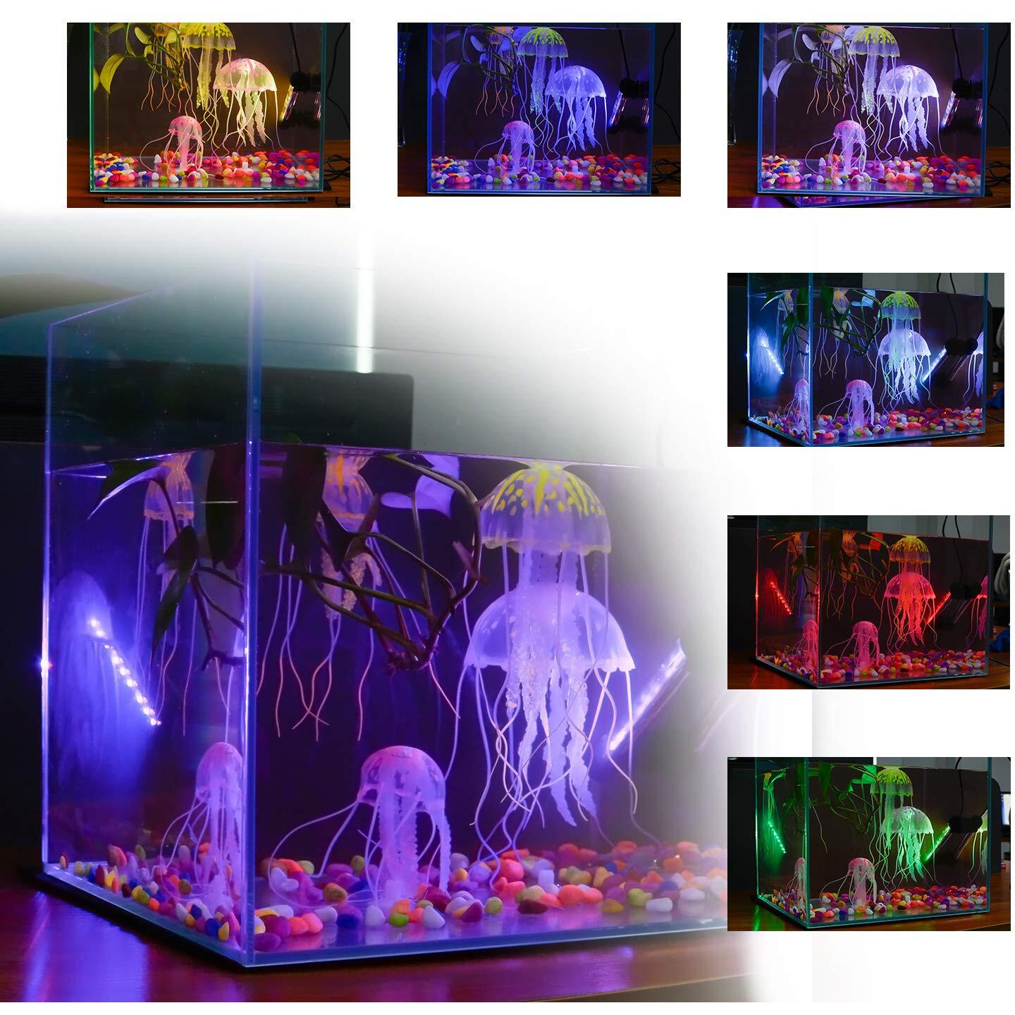 Aquarium Lights Rgb Fish Tank Lights Underwater Led Ip68 Waterproof Submersible Remote Control Aquarium Lid Hang Lights Color Changing Small Fish Aquarium Tank Waterfall Lighting, 7.5 Inch