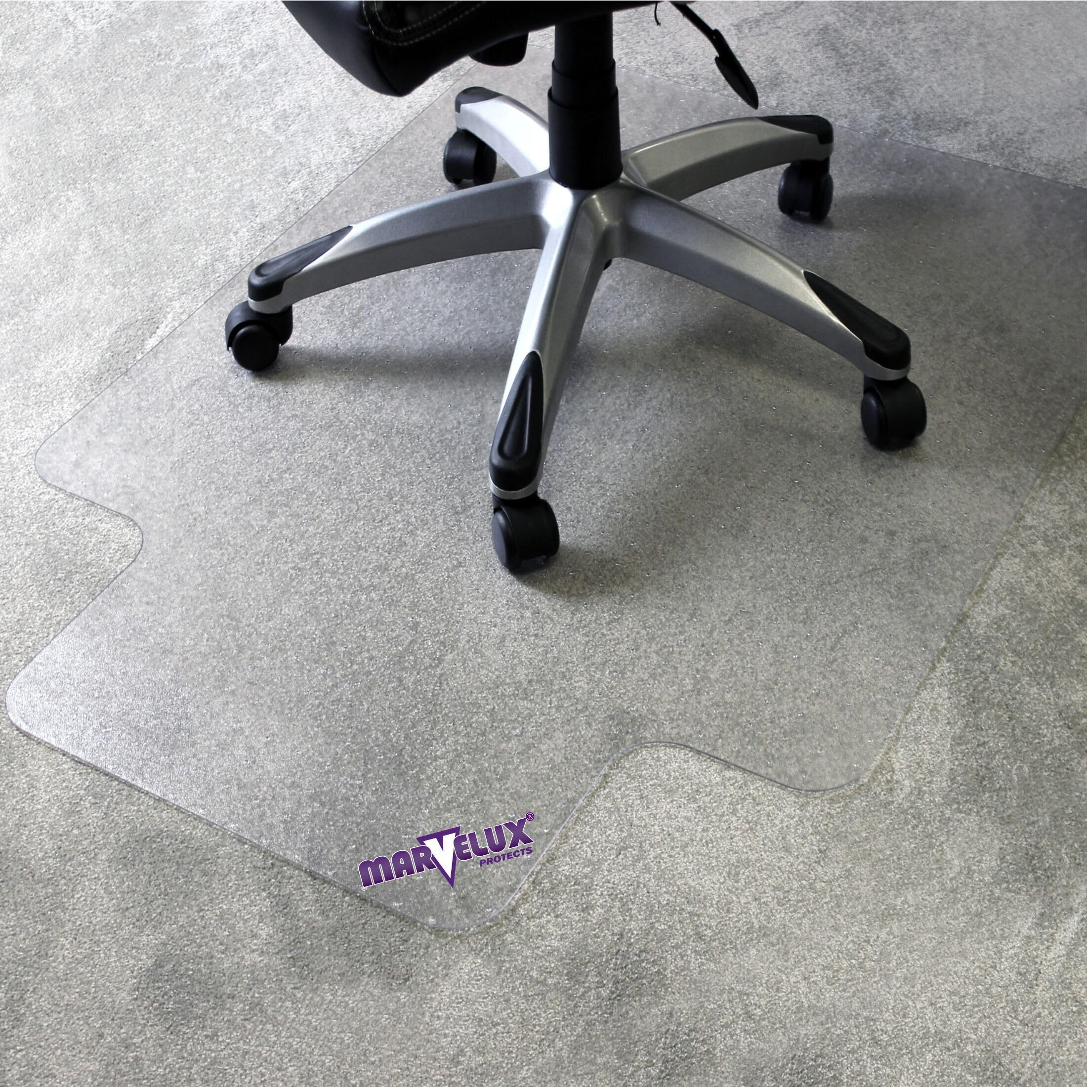 Marvelux 47"" X 53"" Heavy Duty Polycarbonate Office Chair Mat With Lip For Carpets | Transparent Carpet Protector For Low, Standard And Medium Pile Carpeted Floors | Multiple Sizes