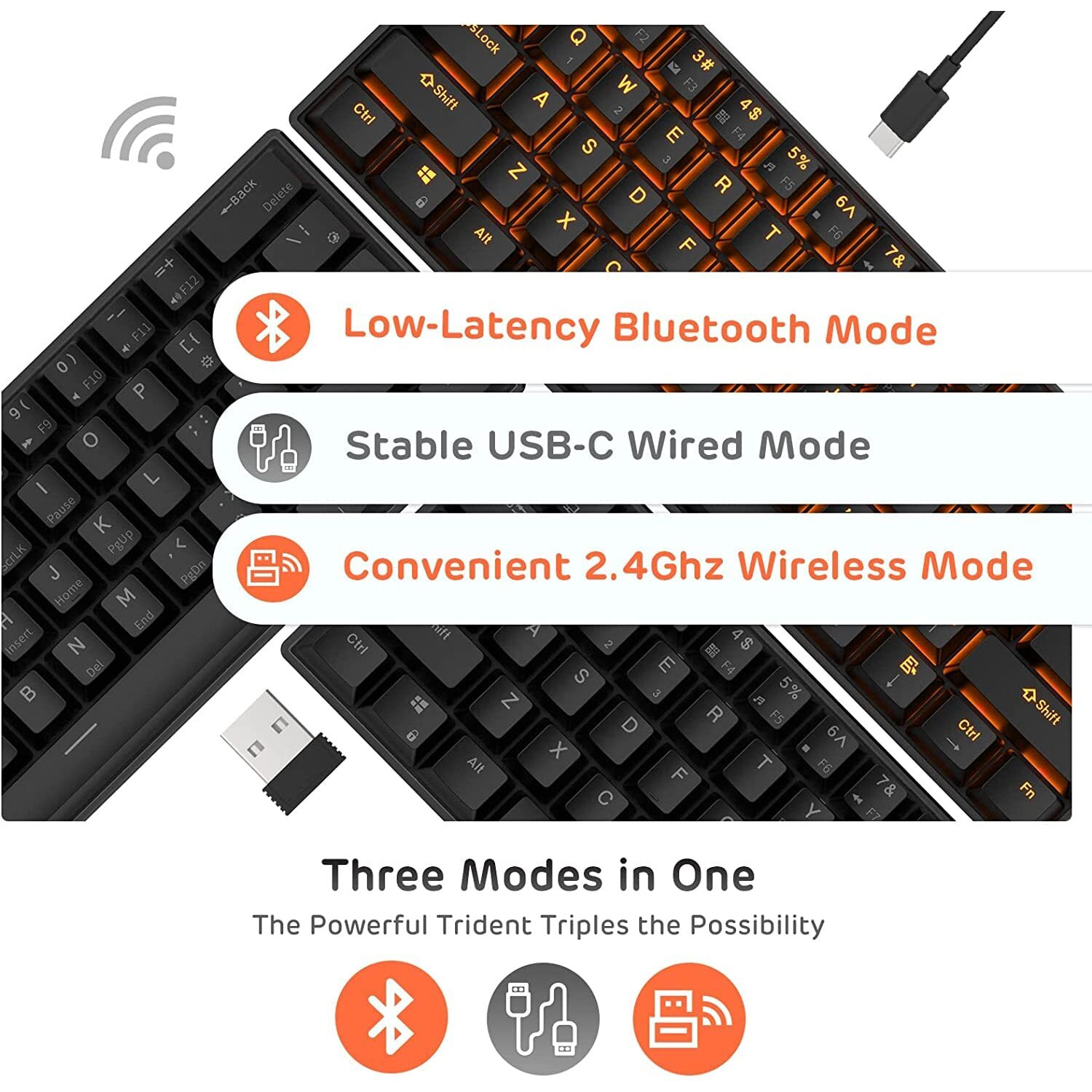 Rk Royal Kludge Rk61 Wireless 60% Triple Mode Bt5.0/2.4G/Usb-C Mechanical Keyboard, 61 Keys Wireless Mechanical Keyboard, Compact Gaming Keyboard With Software (Hot Swappable Blue Switch, Black)