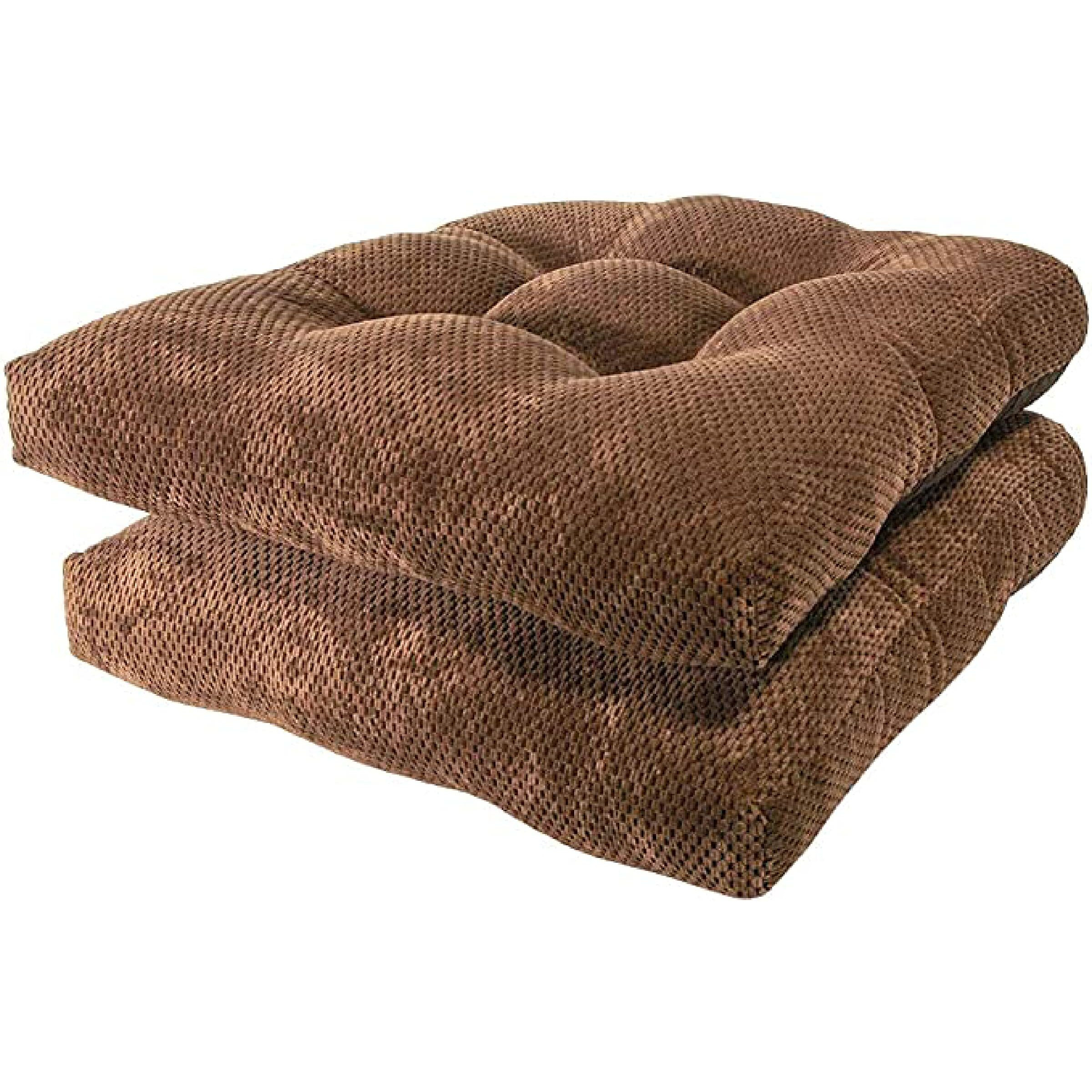 Arlee Chair Cushions For Dining Chairs, Set Of 2 - Memory Foam Chair Pads, Non-Skid Backing - Durable Thick Seat Cushions For Kitchen, Office, Patio, 16"" L X 16"" W - Chocolate Brown