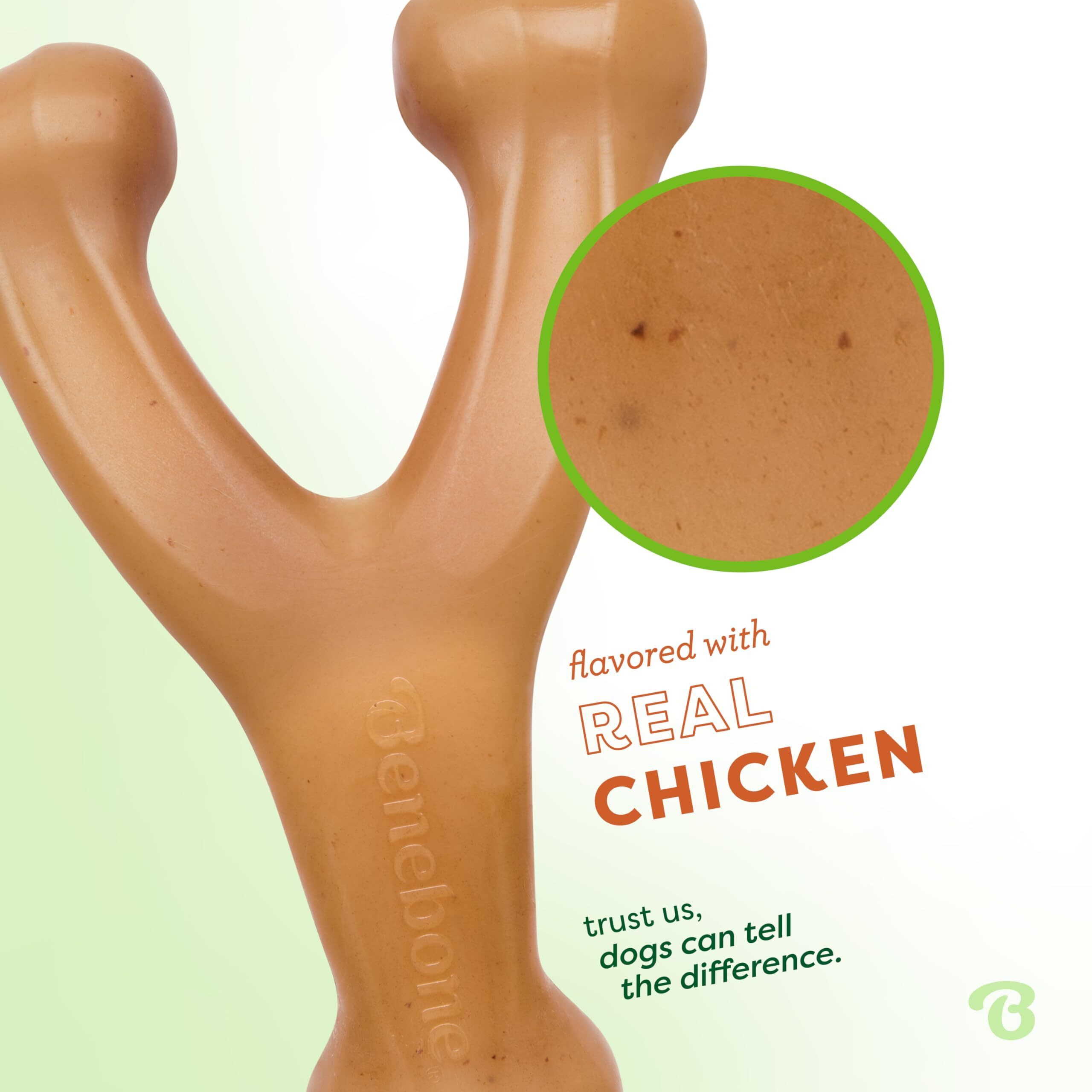 Benebone Wishbone Durable Dog Chew Toy For Aggressive Chewers, Real Chicken, Made In Usa, Medium