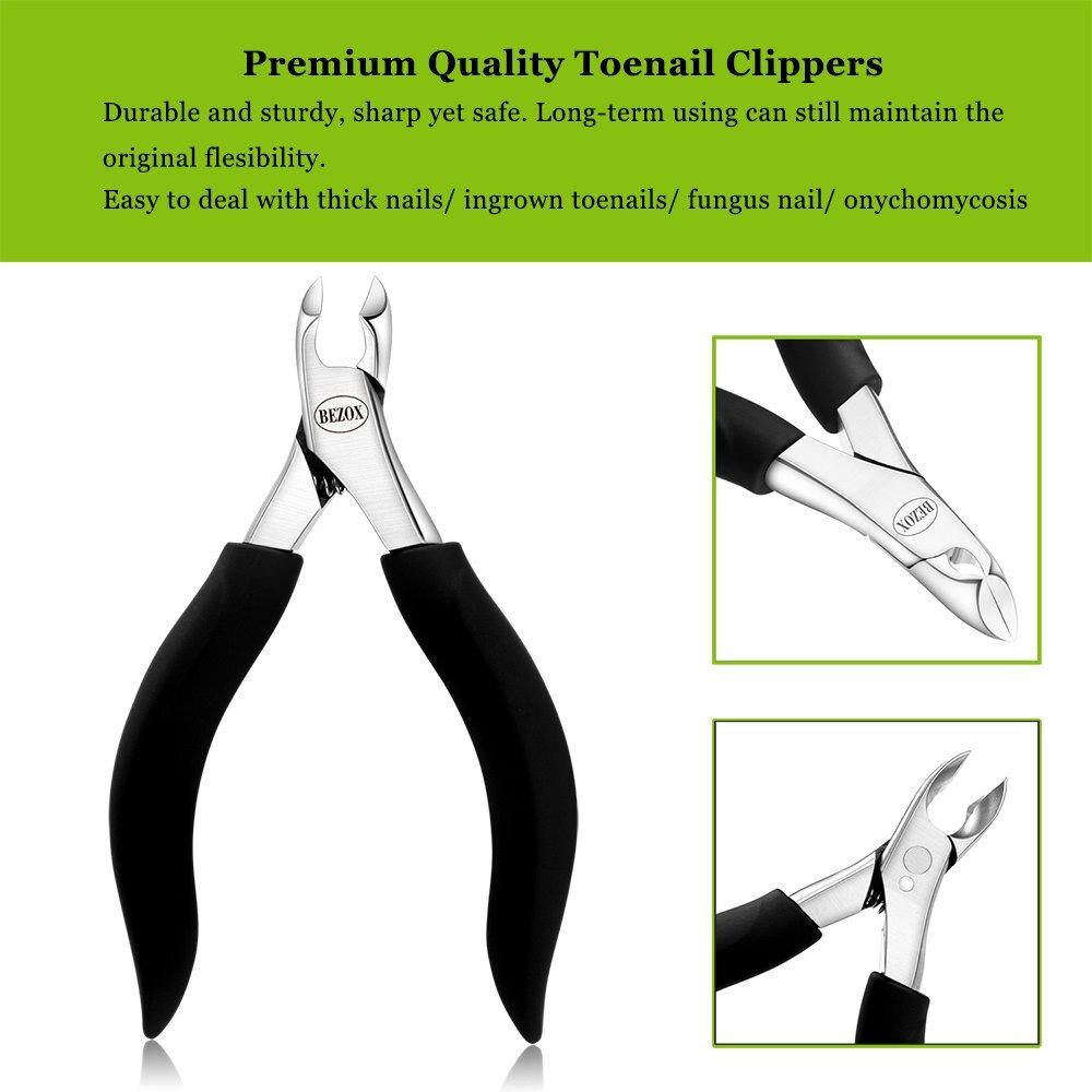 Bezox Thick Toenail Clippers - Precision Large Toe Nail Clipper For Thick Nails, Comfort Grip Fingernail Clipper, Ergonomic Long Handle Nail Cutter, Professional-Grade Stainless Steel