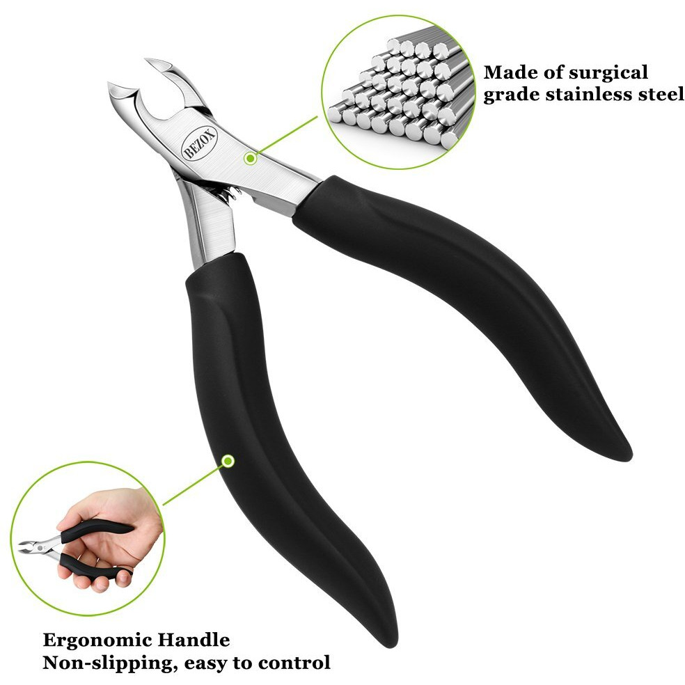 Bezox Thick Toenail Clippers - Precision Large Toe Nail Clipper For Thick Nails, Comfort Grip Fingernail Clipper, Ergonomic Long Handle Nail Cutter, Professional-Grade Stainless Steel