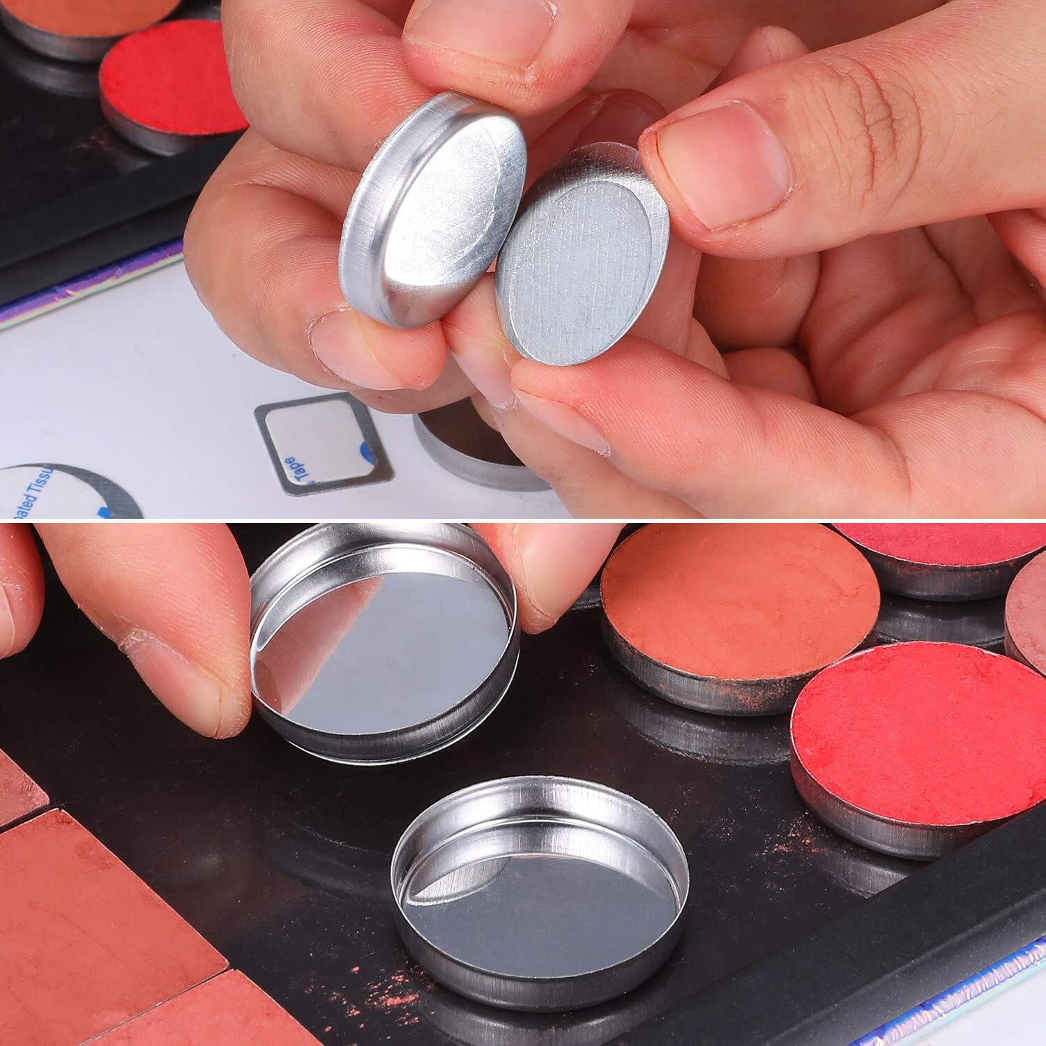 Sumind 101 Pieces Metal Stickers For Eyeshadow Palette Set, Includes 1 Makeup Depotting Tool, 50 Pieces Square Adhesive Empty Palette Metal Stickers And 50 Pieces Round Makeup Colorful Palette Sticker