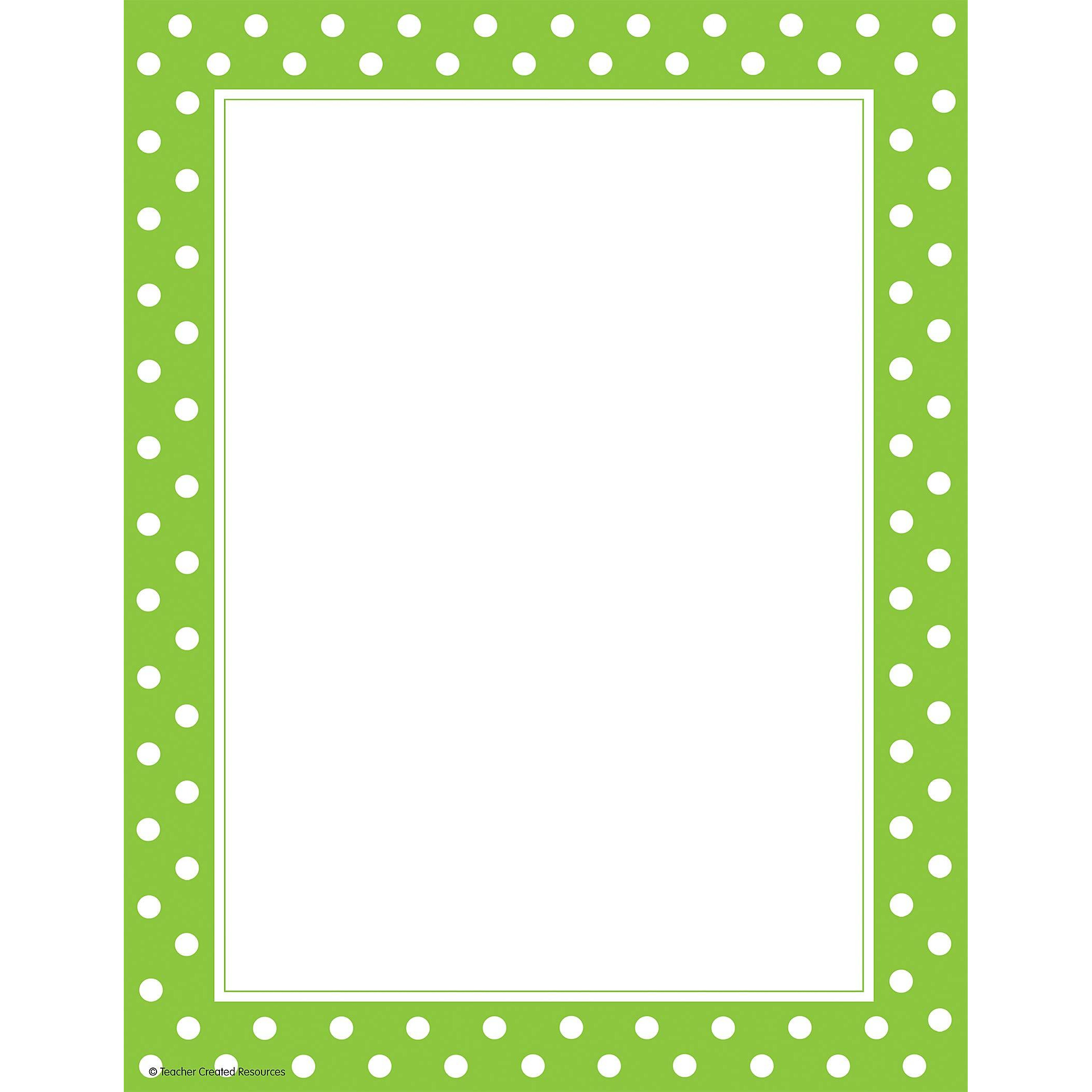 Teacher Created Resources Lime Polka Dot Computer Paper (4765)