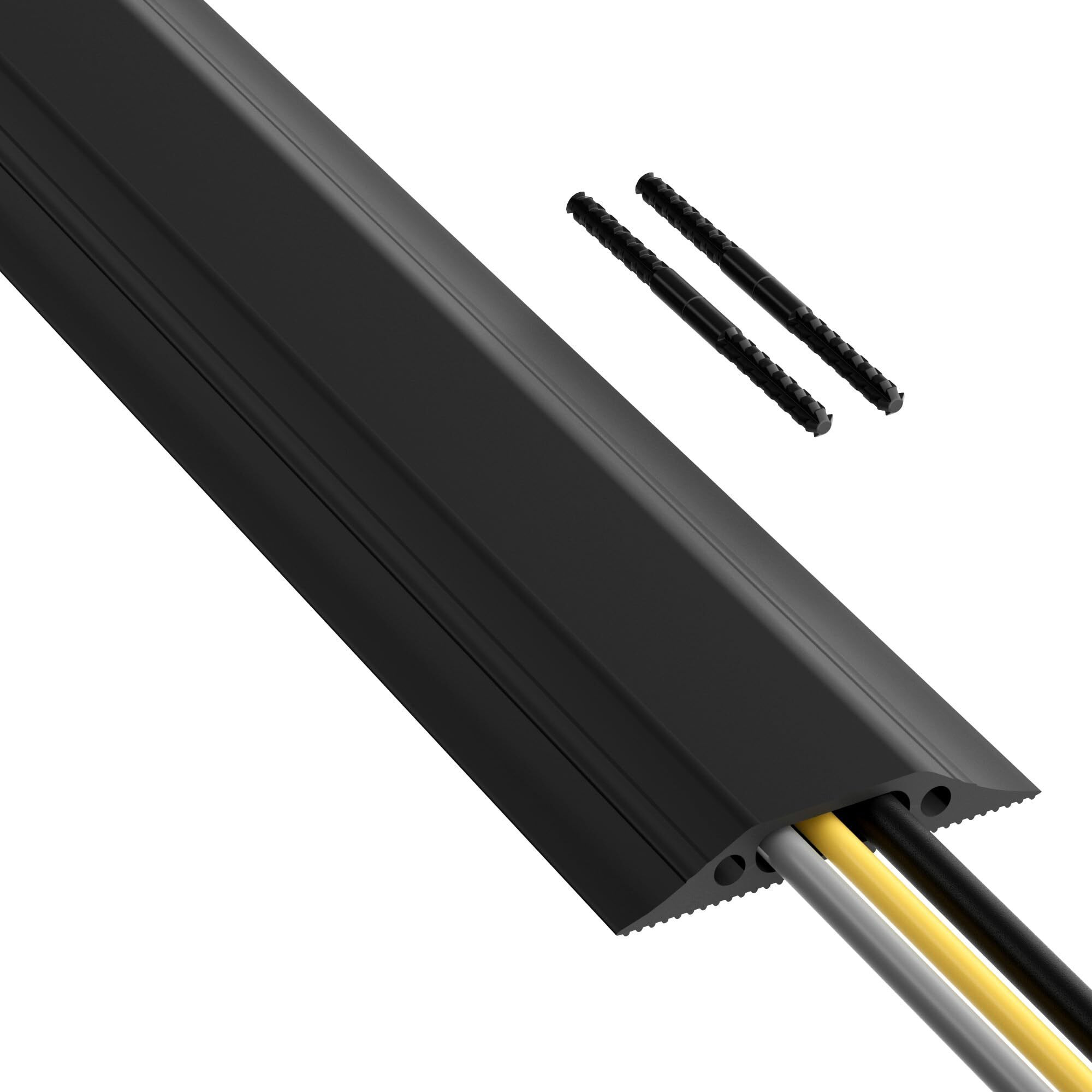 D-Line 30Ft Floor Cord Cover, Made In Usa Linkable Cable Protector, Hide Extension Cords, Protect Cords, Prevent Cable Trips, Cord Hider, Heavy Duty - Cord Cavity  1.18"" (W) X 0.39"" (H) - Black