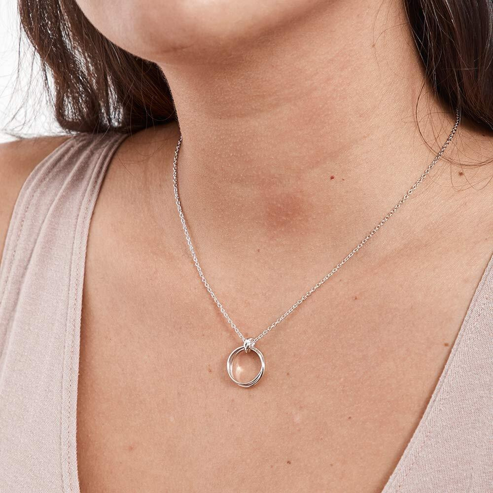 Retirement Necklace - Heartfelt Card & Jewelry Gift From Colleagues/Coworkers (2 Linked Circles Silver)