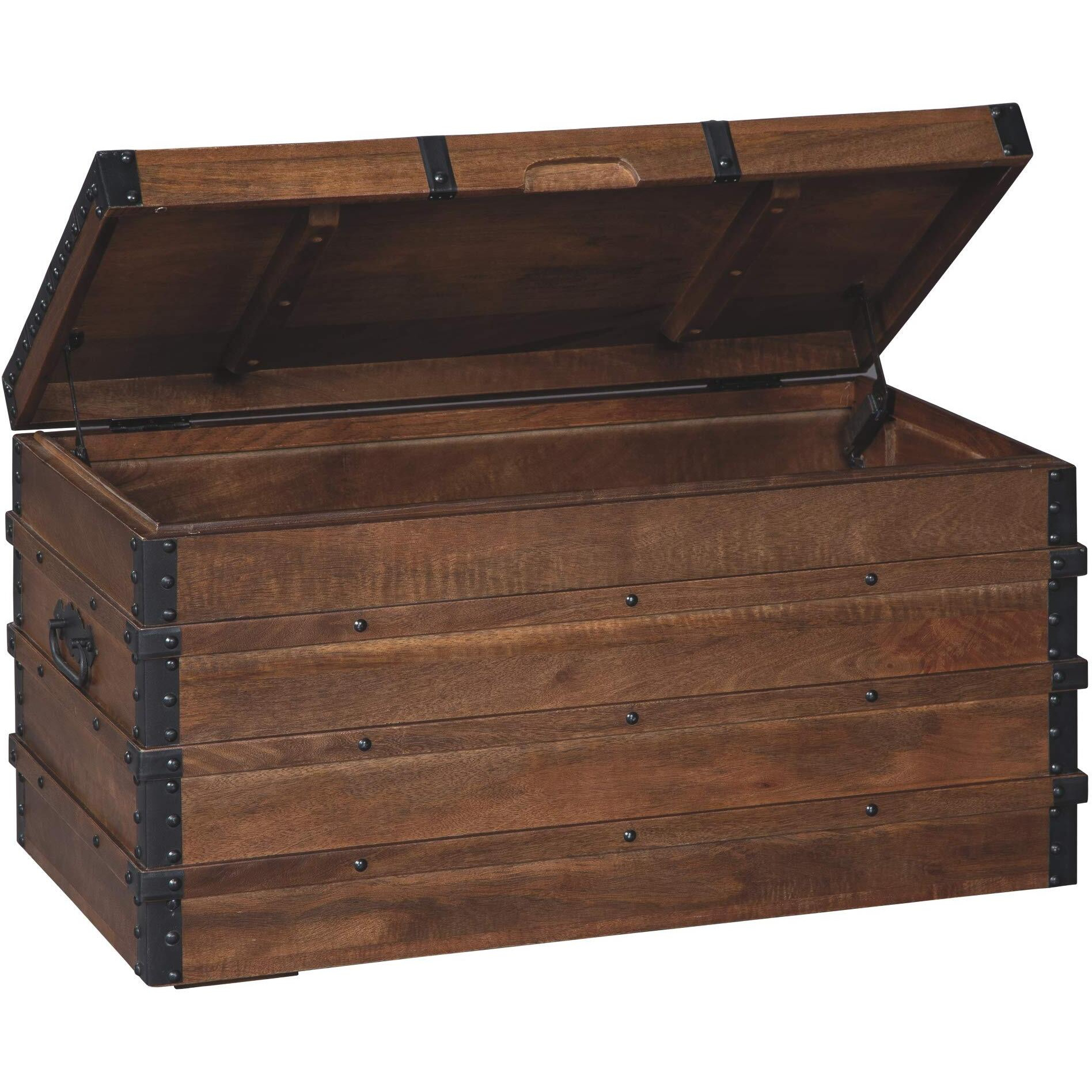 Signature Design By Ashley Kettleby Vintage Wood Storage Trunk Or Coffee Table With Lift Top 19"", Brown