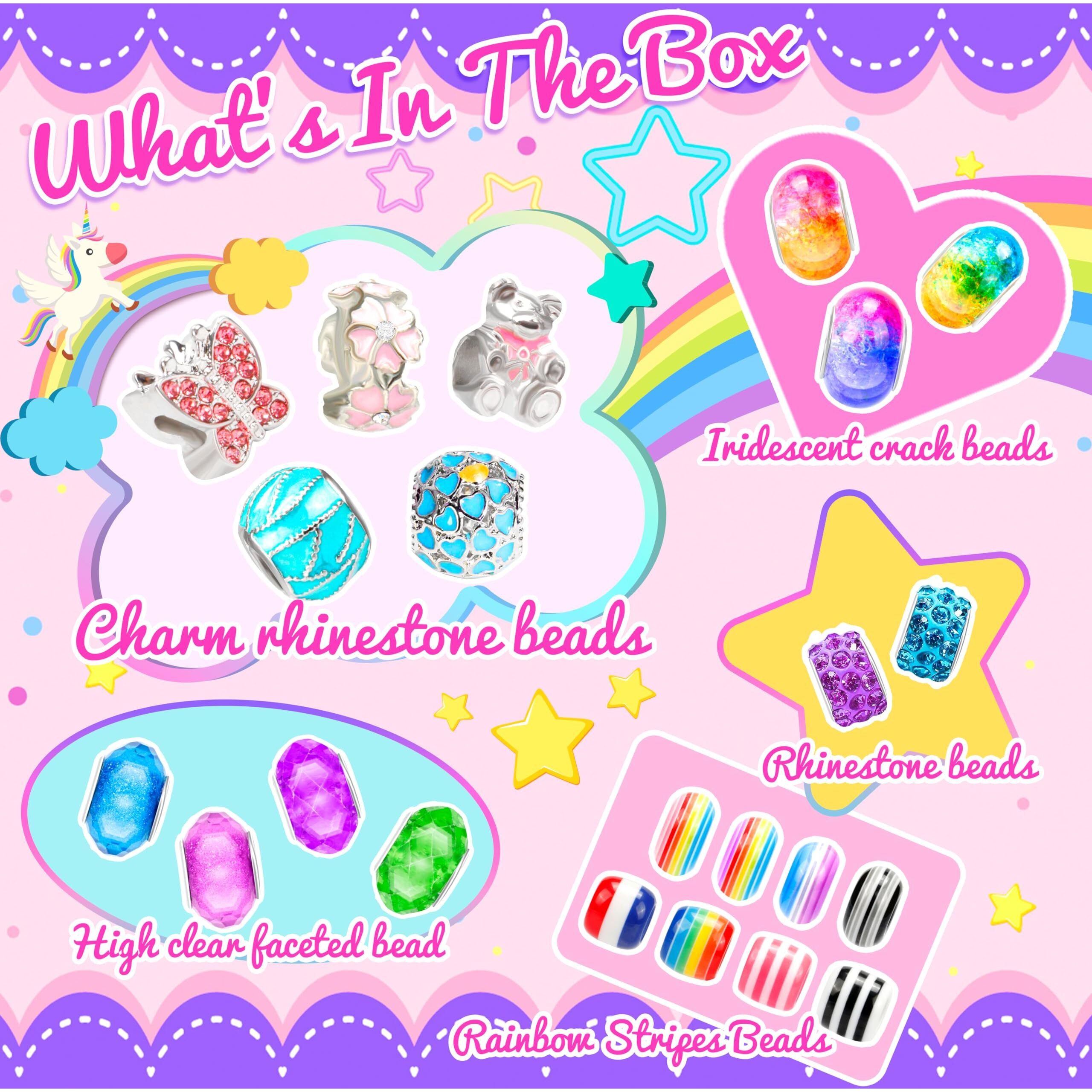 Amazing Time 130 Pcs Charm Bracelet Making Kit, Jewelry Toy For Girl Age 8-12 Beads Craft Set For 5 6 7 8 9 10 11 12 Year Old Teenage Birthday Gift