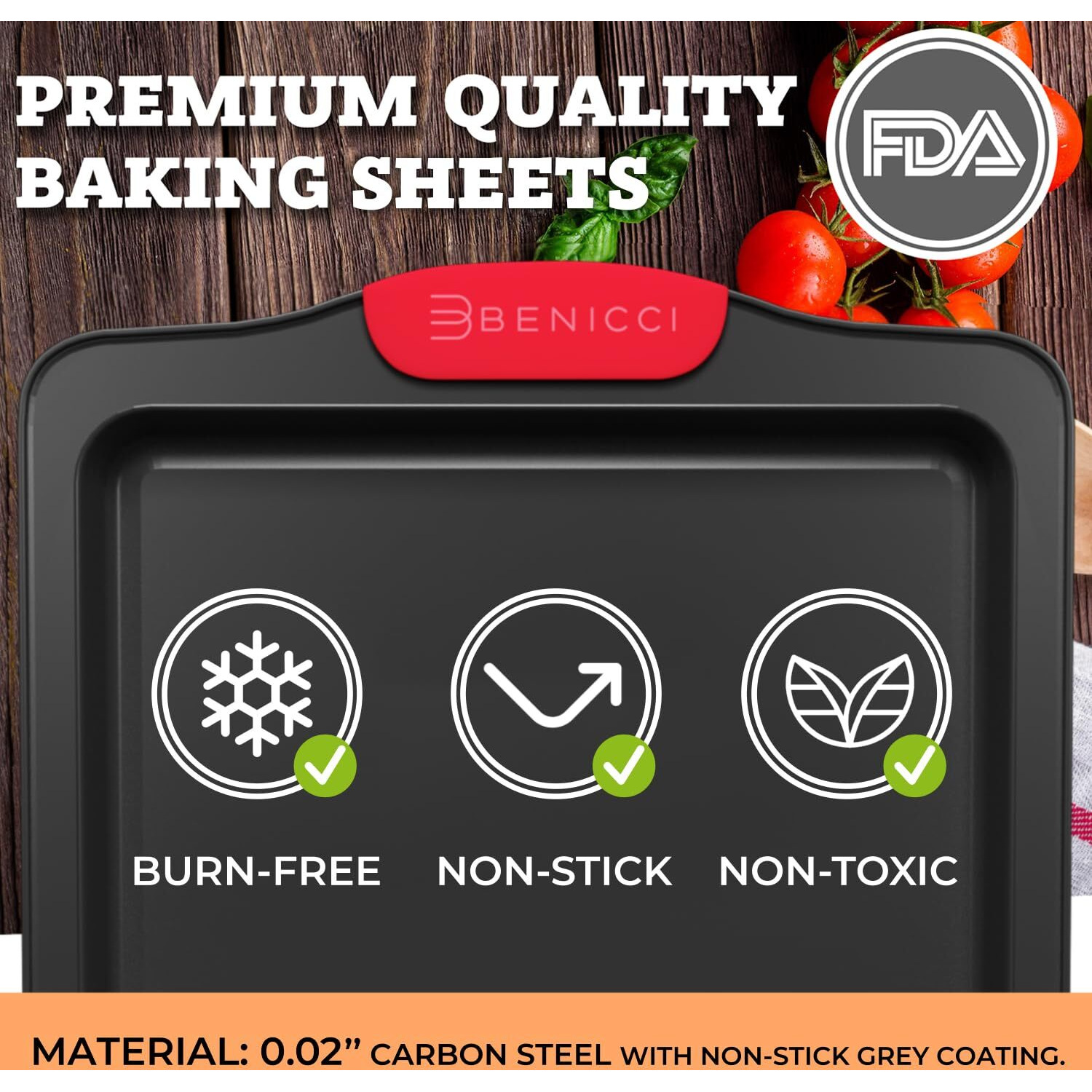Premium Non-Stick Baking Sheets Set Of 3 - Deluxe Bpa Free, Easy To Clean Racks W/Silicone Handles - Bakeware Pans For Cooking Baking Roasting - Lets You Bake The Perfect Cookie Or Pastry Every Time