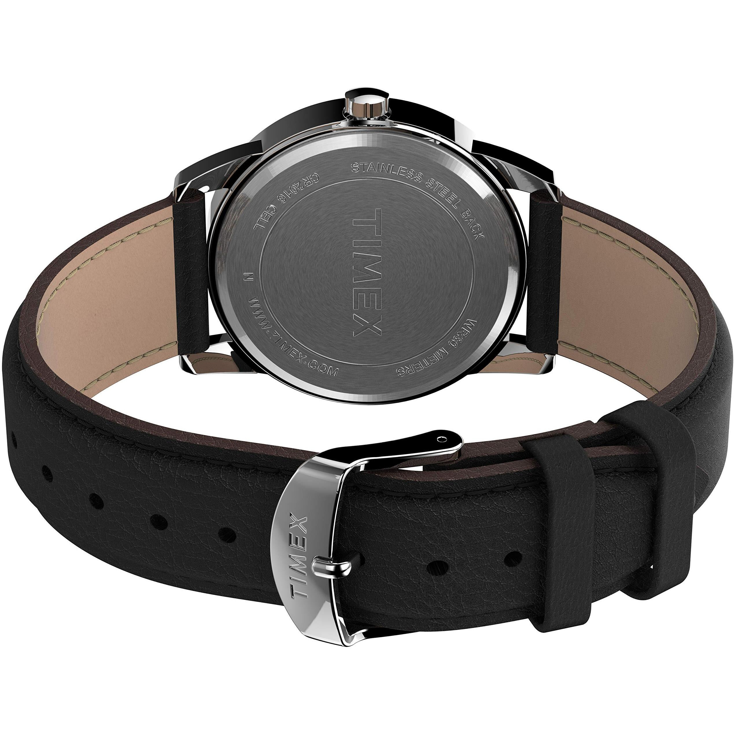 Timex Men's Easy Reader Bold 38Mm Watch - Silver-Tone Case White Dial With Black Leather Strap
