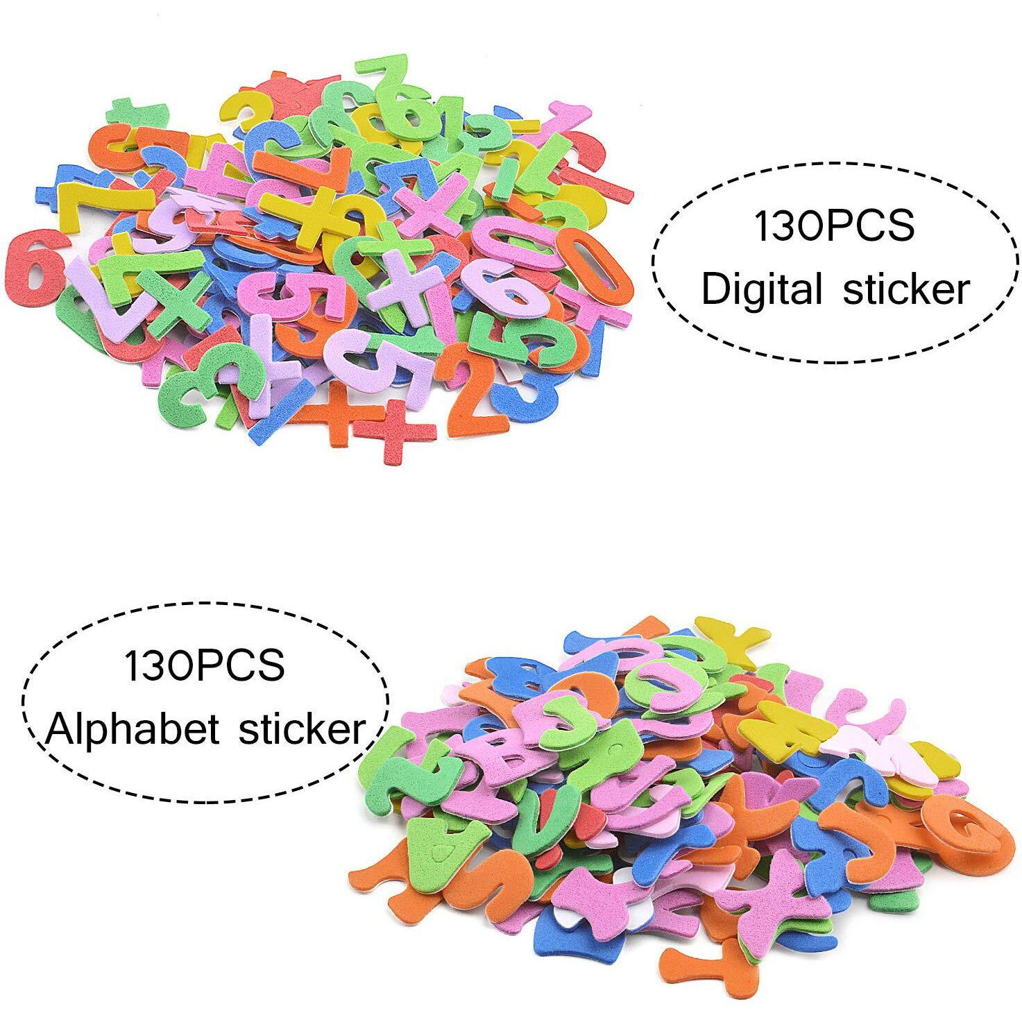Aylifu Foam Stickers, 260 Pieces Self-Adhesive Foam Alphabet Letters And Numbers Sticker For Kid's Arts Craft Supplies - Assorted Colors