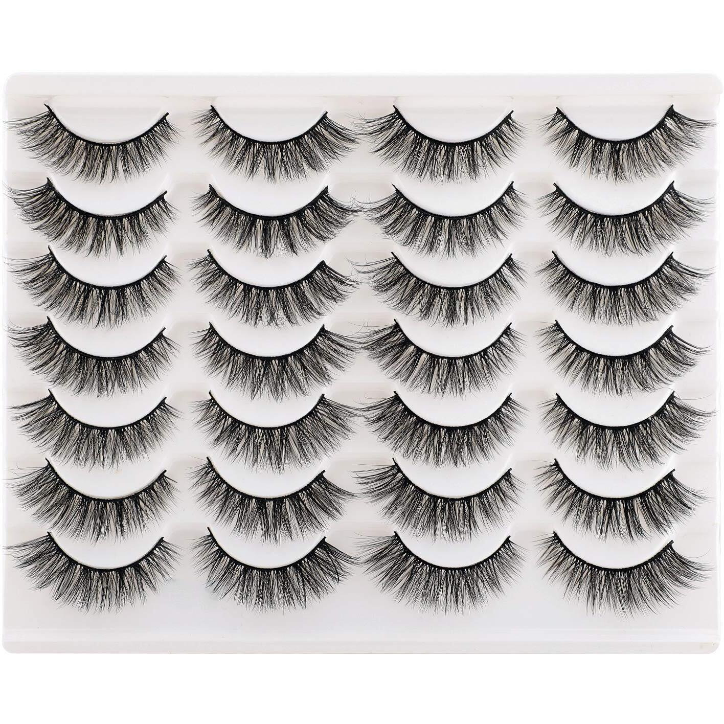 Newcally Lashes False Eyelashes Cat Eyes Wispy Natural Faux Mink Lashes 14 Pairs Pack Light Volume Short Fake Eye Lashes Multipack