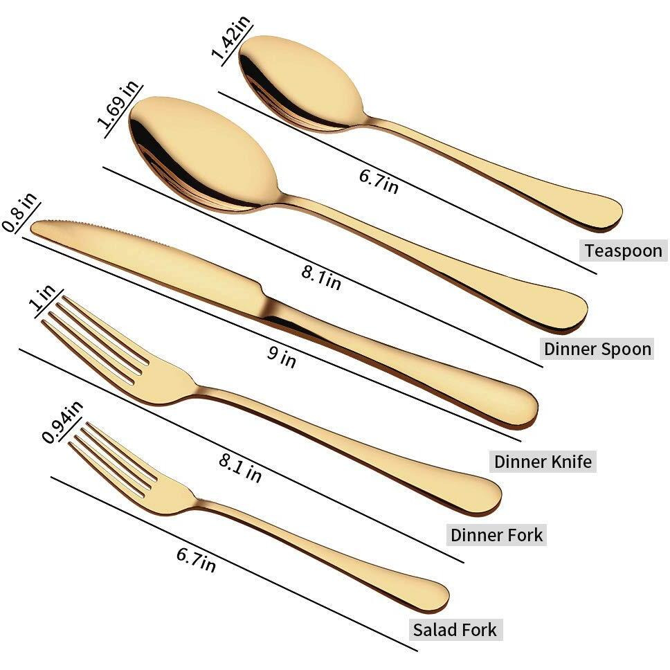 Aisoso Gold Silverware Set, 20-Piece Flatware Set Stainless Steel Cutlery Kitchen Utensil Set Tableware Service For 4