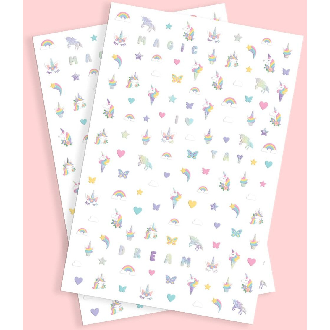 Xo, Fetti Kids Unicorn Nail Stickers - 524 Decals | Birthday Girl Party Favors, Diy Home Activity, Gift, Cute Nail Transfer, Rainbow, Butterfly, Easter Basket