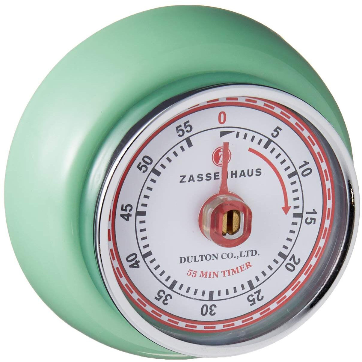 Zassenhaus Magnetic Retro Kitchen Timer, Classic Mechanical Cooking Timer (Mint Green)