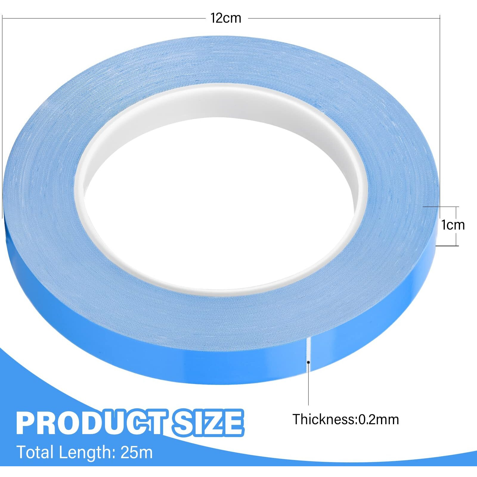 Hoaoh Thermal Adhesive Tape, 25M X 10Mm X 0.20Mm Double Side Thermal Tapes Cooling Heatsink Pad Apply To Led, Igbt Ic Chip Computer Cpu Gpu Modules Mos Tube Ssd Drives