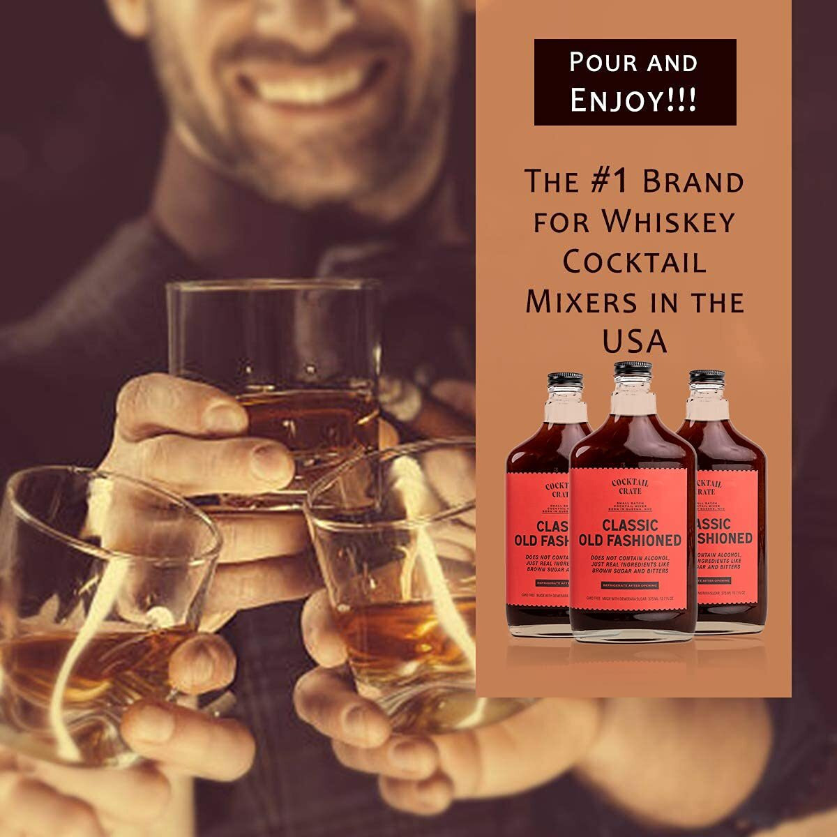 Cocktail Crate Old Fashioned Drink Mixer | Makes 51 Cocktails | Award-Winning Craft Mixer For Classic Old Fashioned - Premium Syrup Handcrafted With Aromatic Bitters & Demerara Sugar | 12.7Oz - 3 Pack